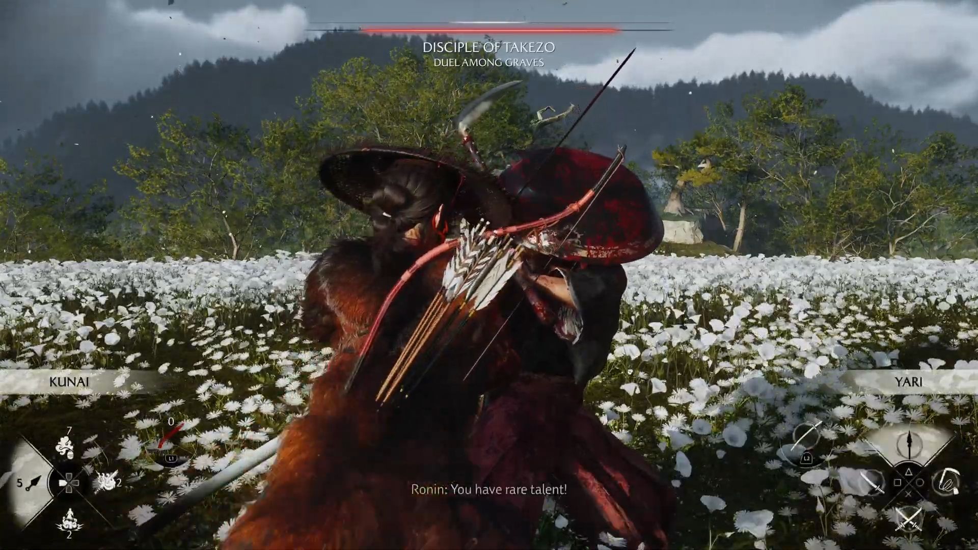 Dual with Disciple of Takezo in Takezo the Unrivaled quest (Image via Sportskeeda Gaming || Sucker Punch)