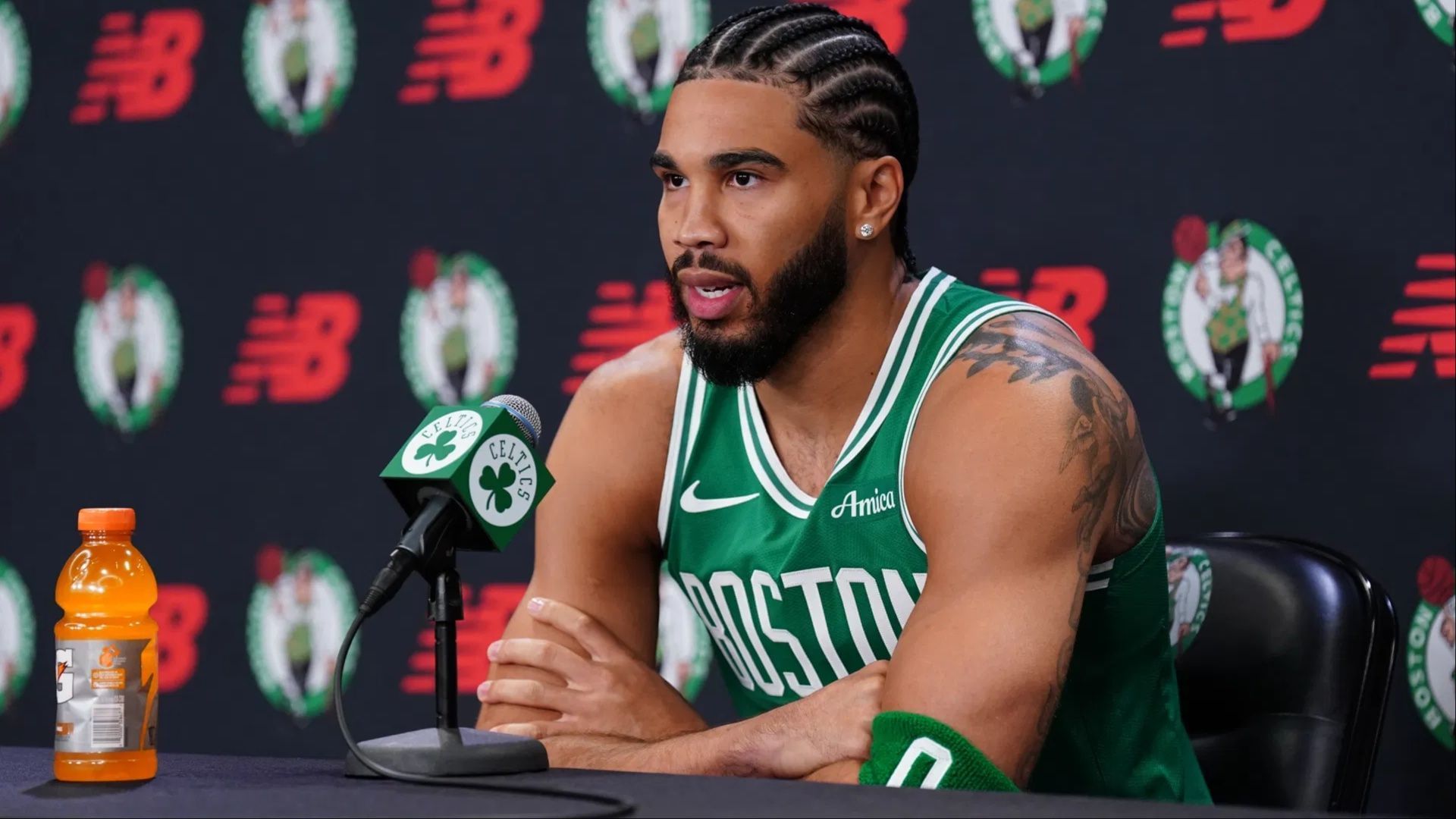 Jayson Tatum is recovering from a torn Achilles tendon. (Photo: IMAGN)