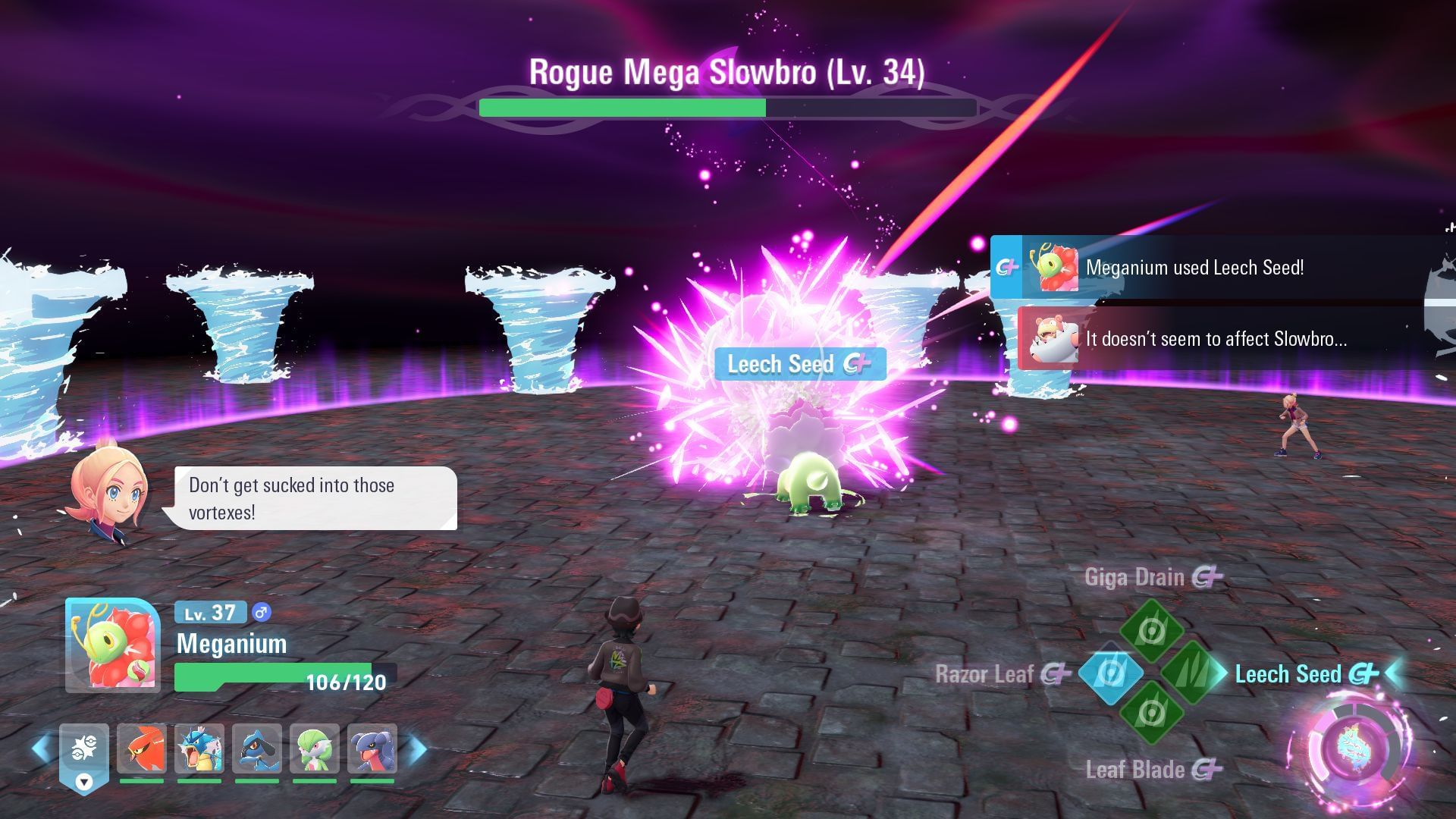 Battling Rogue Mega Slowbro (Image via The Pokemon Company)