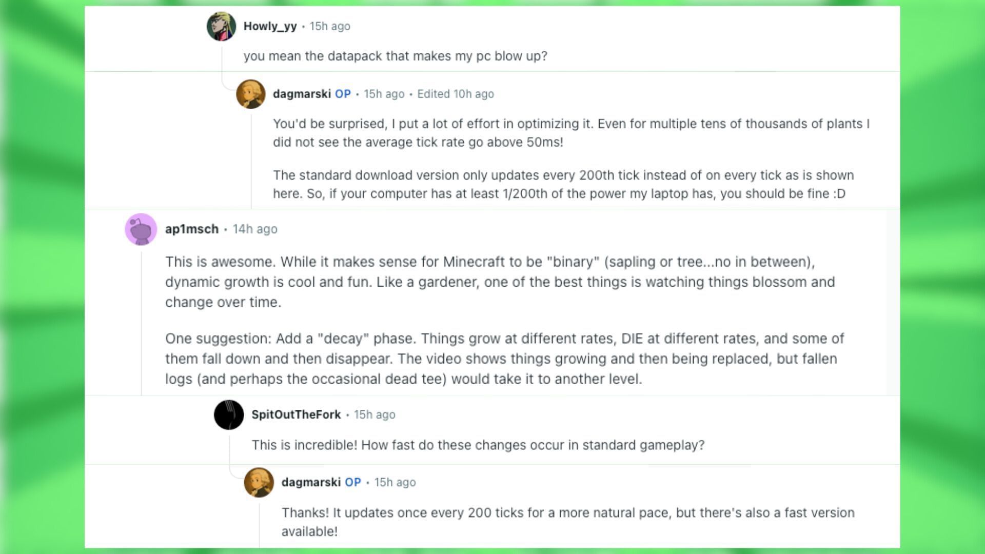 Redditors react to the datapack (Image via Reddit)