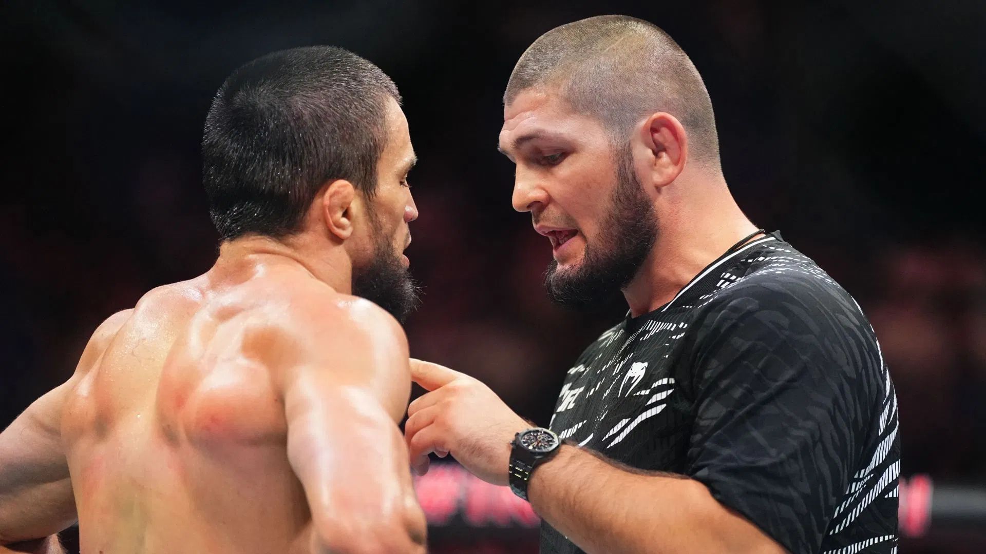 Umar Nurmagomedov (left) shows love to Khabib Nurmagomedov (right) after UFC 321 win. [Images courtesy: Getty Images]