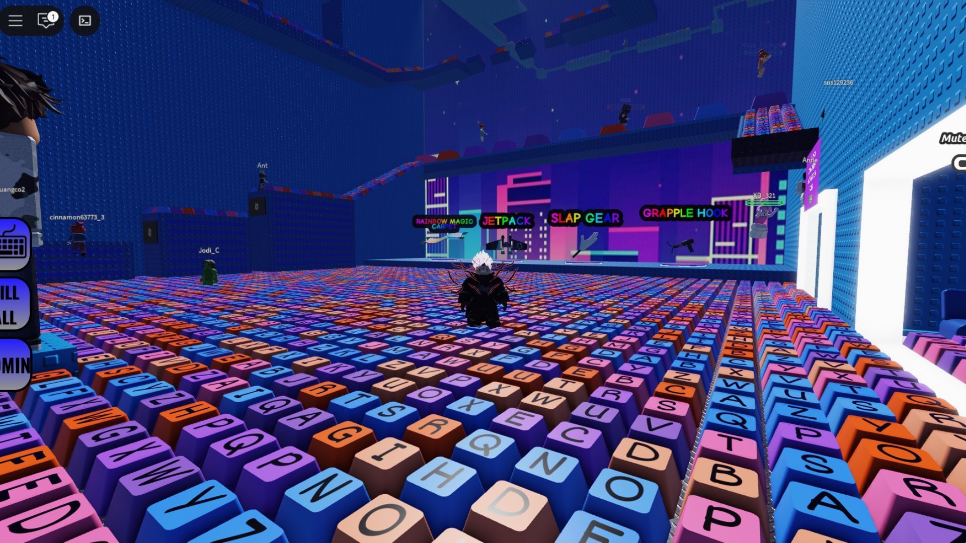 Players can try to jump and reach higher levels using the trampoline (Image via Roblox)