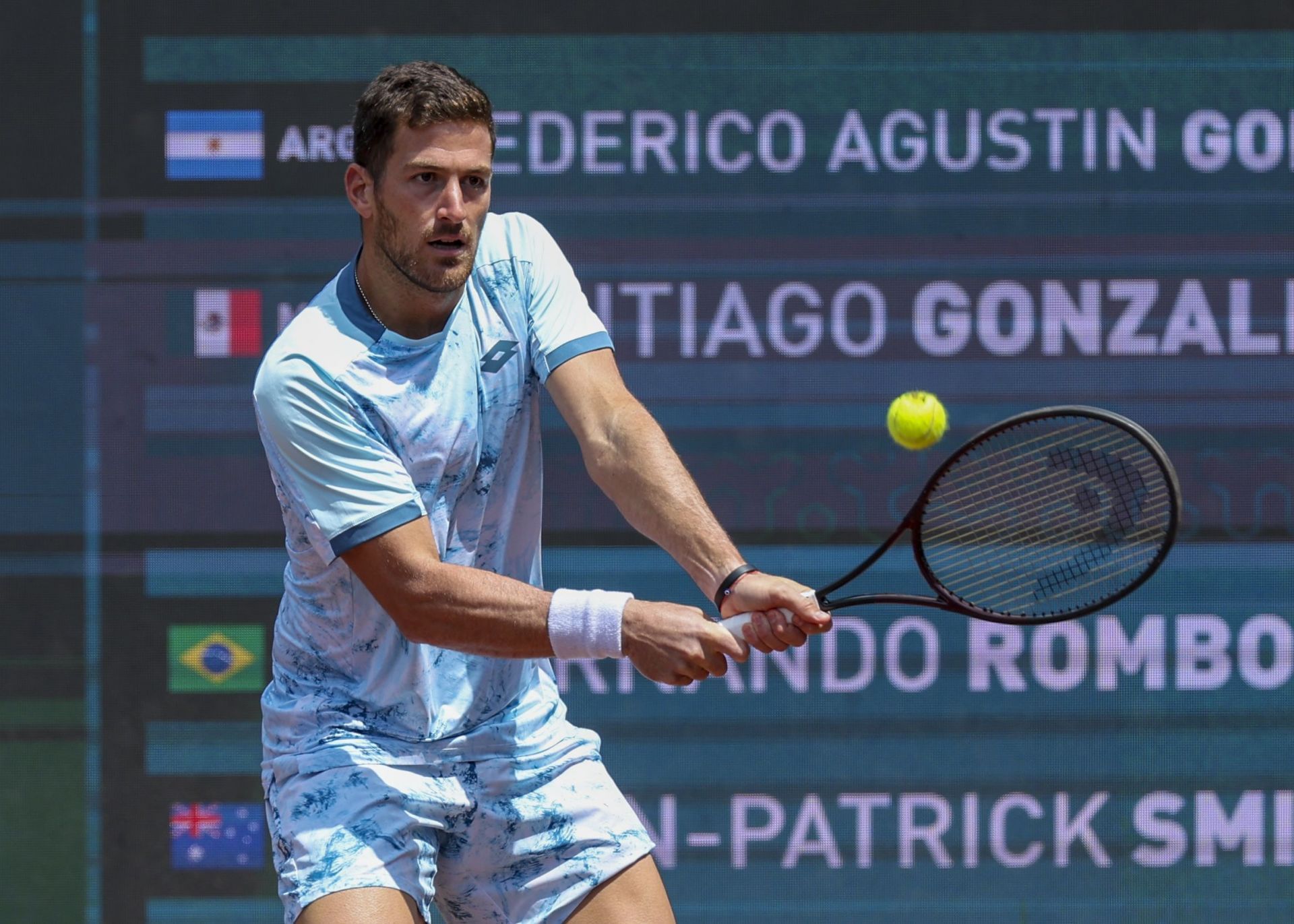 Federico Agustin Gomez hits a backhand | Image Source: Getty