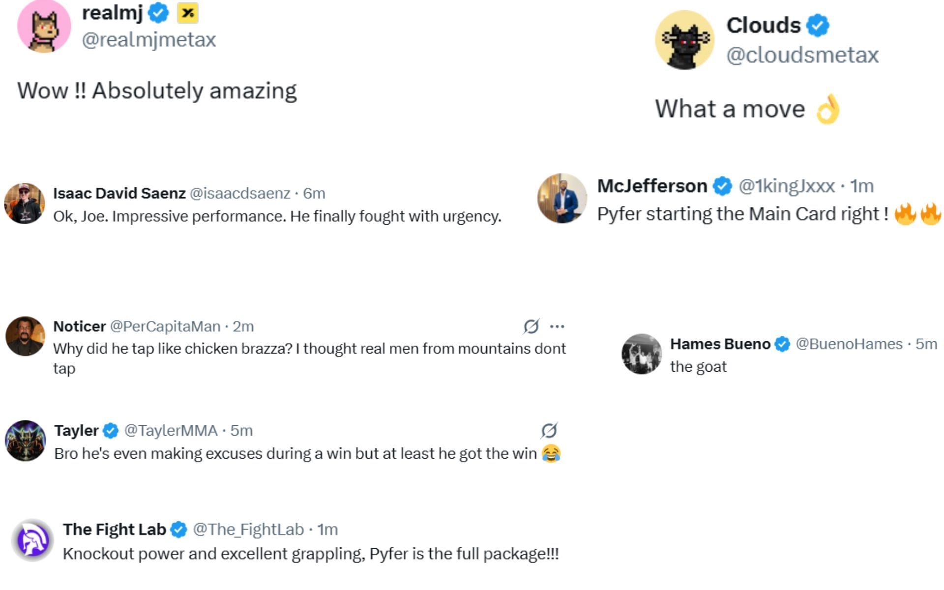Fan reactions [Screenshots courtesy: @ufc on X]