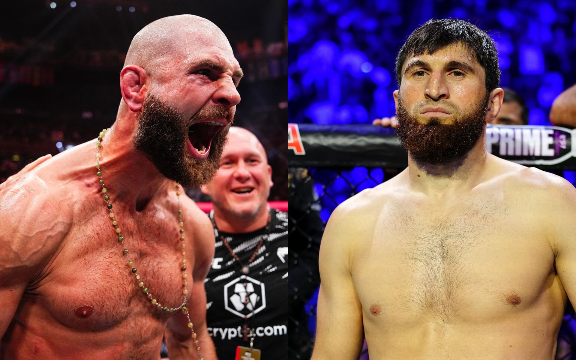 Jiri Prochazka (left) talks about Magomed Ankalaev (right). [Images courtesy: Getty]