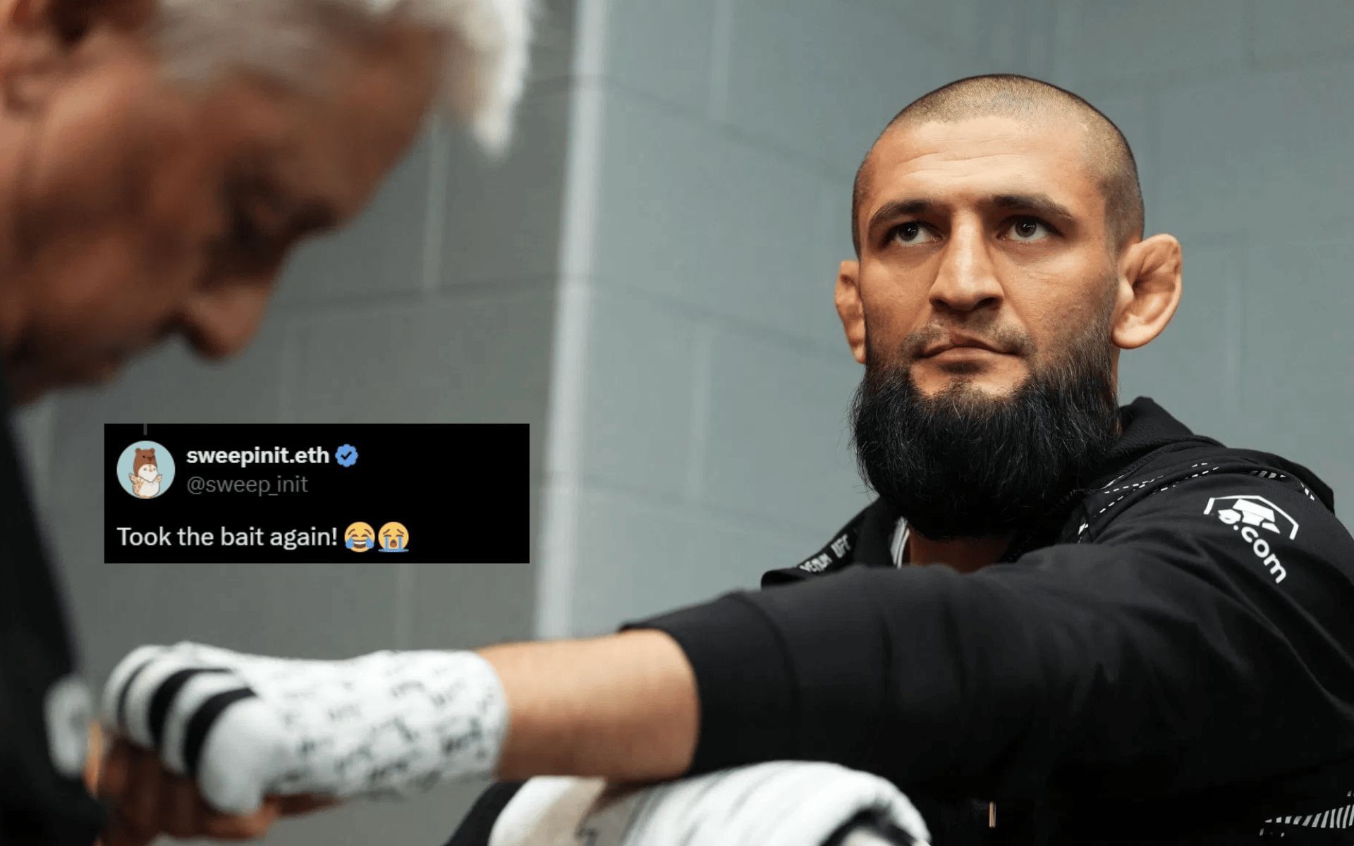 Fans react to Khamzat Chimaev (pictured) feuding with an alleged fake account. [Image courtesy: Getty] 