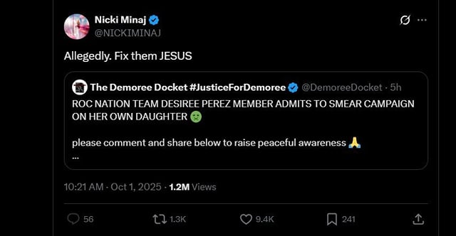 “Fix them JESUS”: Nicki Minaj reacts to Roc Nation CEO Desiree Perez ...