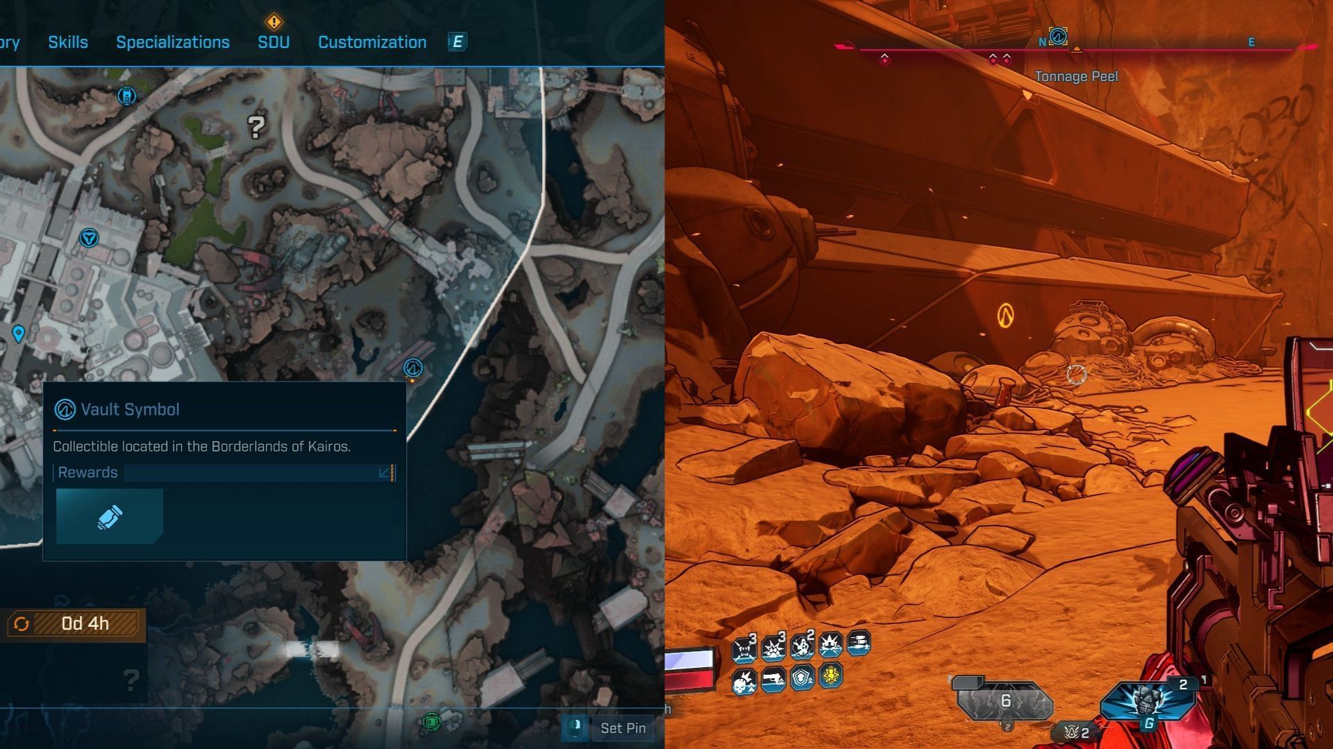 Look around the wreckage near the cliff to find the symbol (Image via 2K)