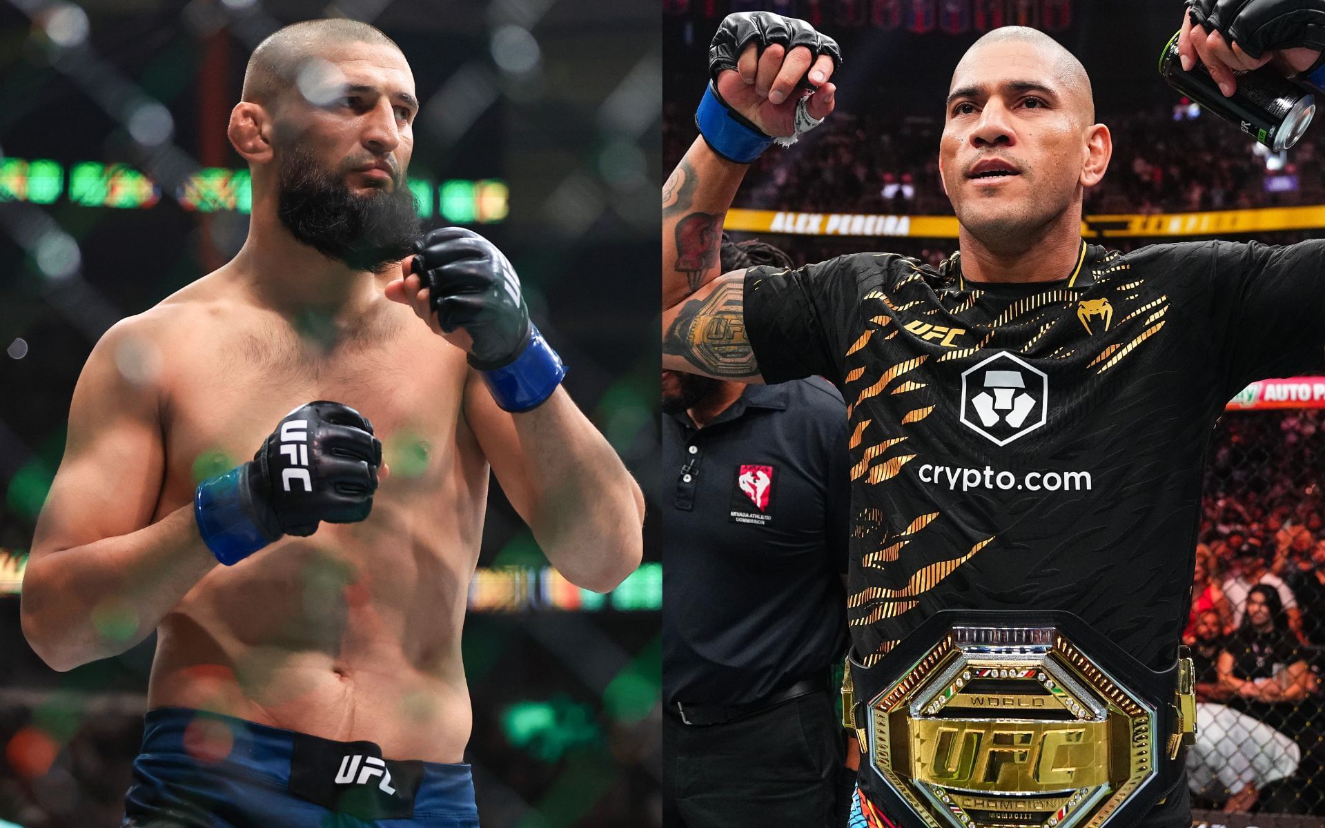 Khamzat Chimaev (left) calls out Alex Pereira (right) for potential fight. [Images courtesy: Getty]