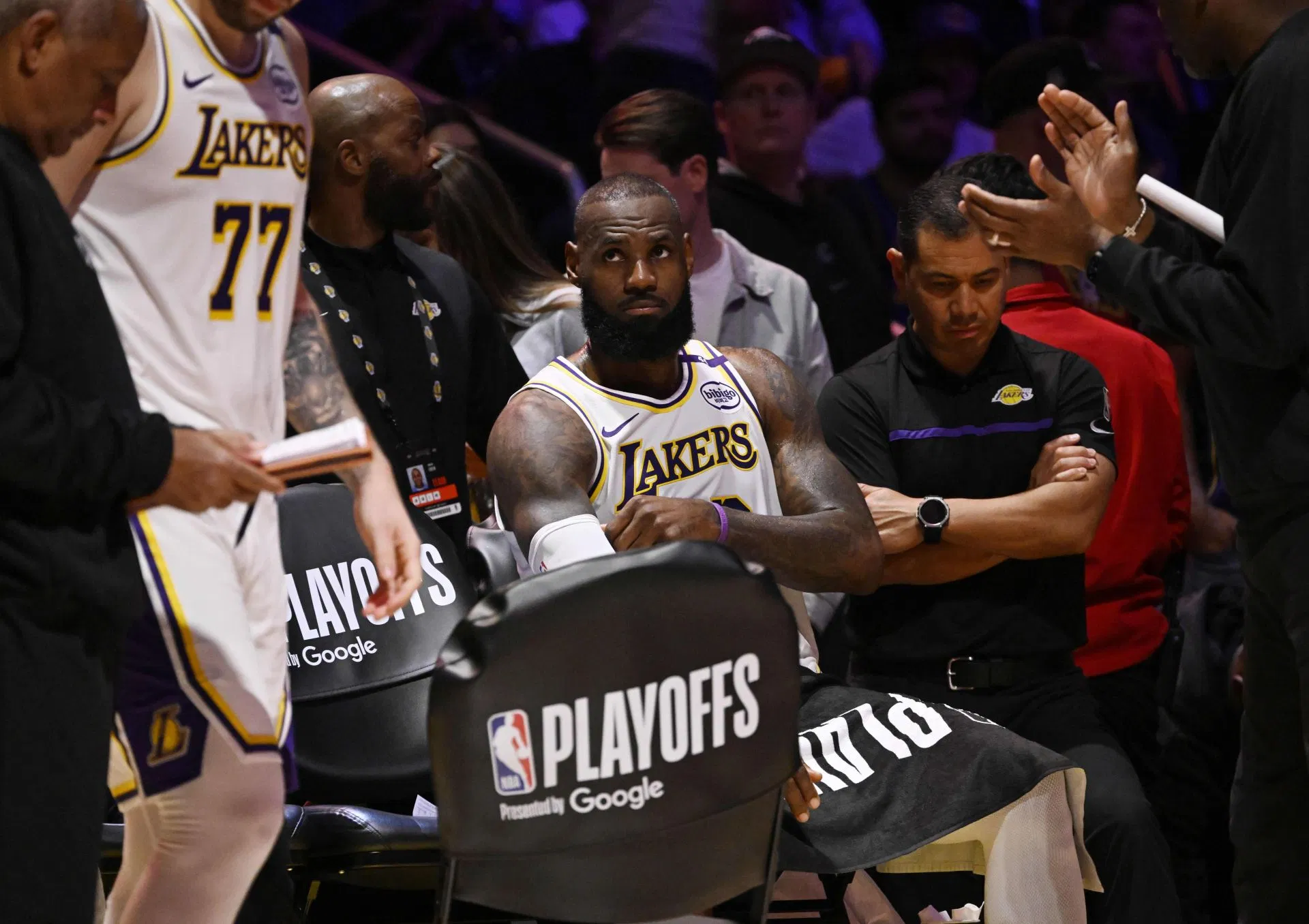 Minnesota Timberwolves defeated the Los Angeles Lakers 117-95 to win game one of a first round NBA basketball game - Source: Getty