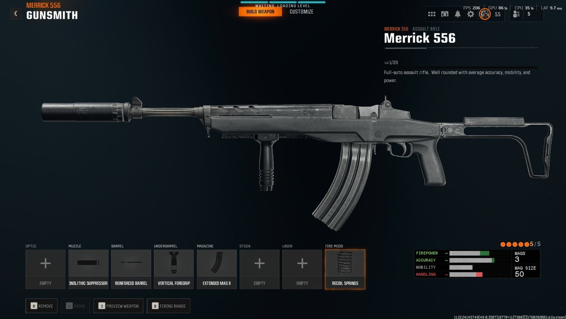 Merrick 556 loadout in Warzone (Image via Activision)