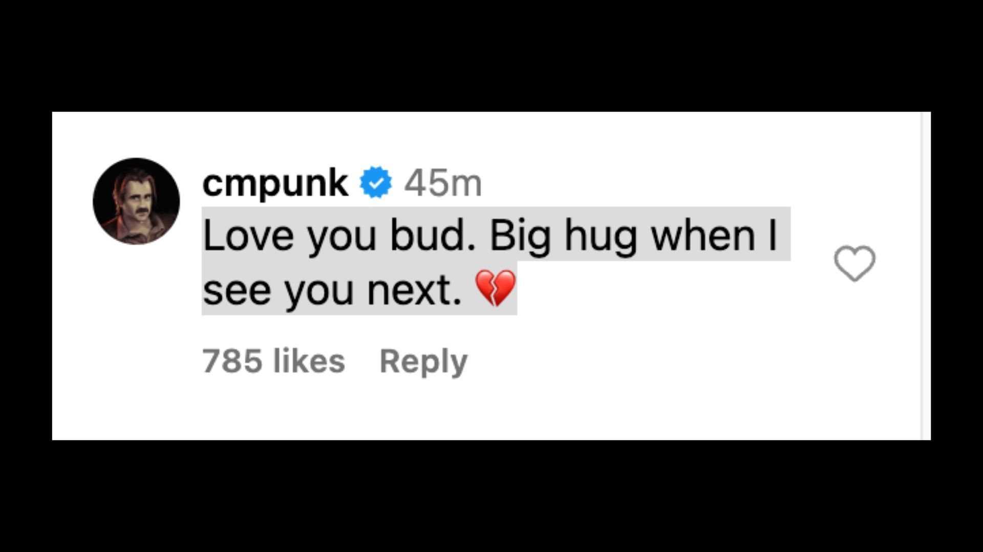 Punk sent a heartwarming message today on social media. [Image credit: Sheamus on Instagram]