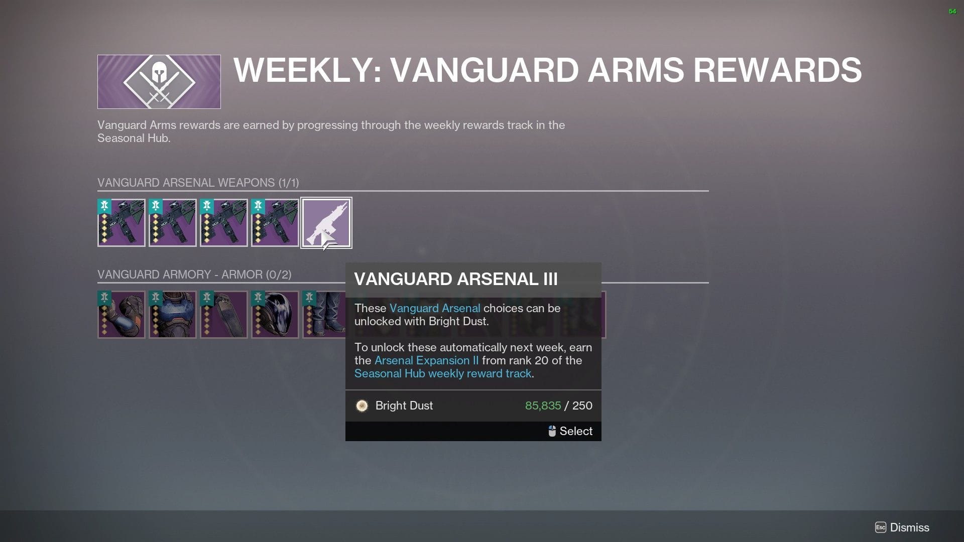 Vanguard Arsenal to unlock Mida Mini-Tool this week (Image via Bungie) 