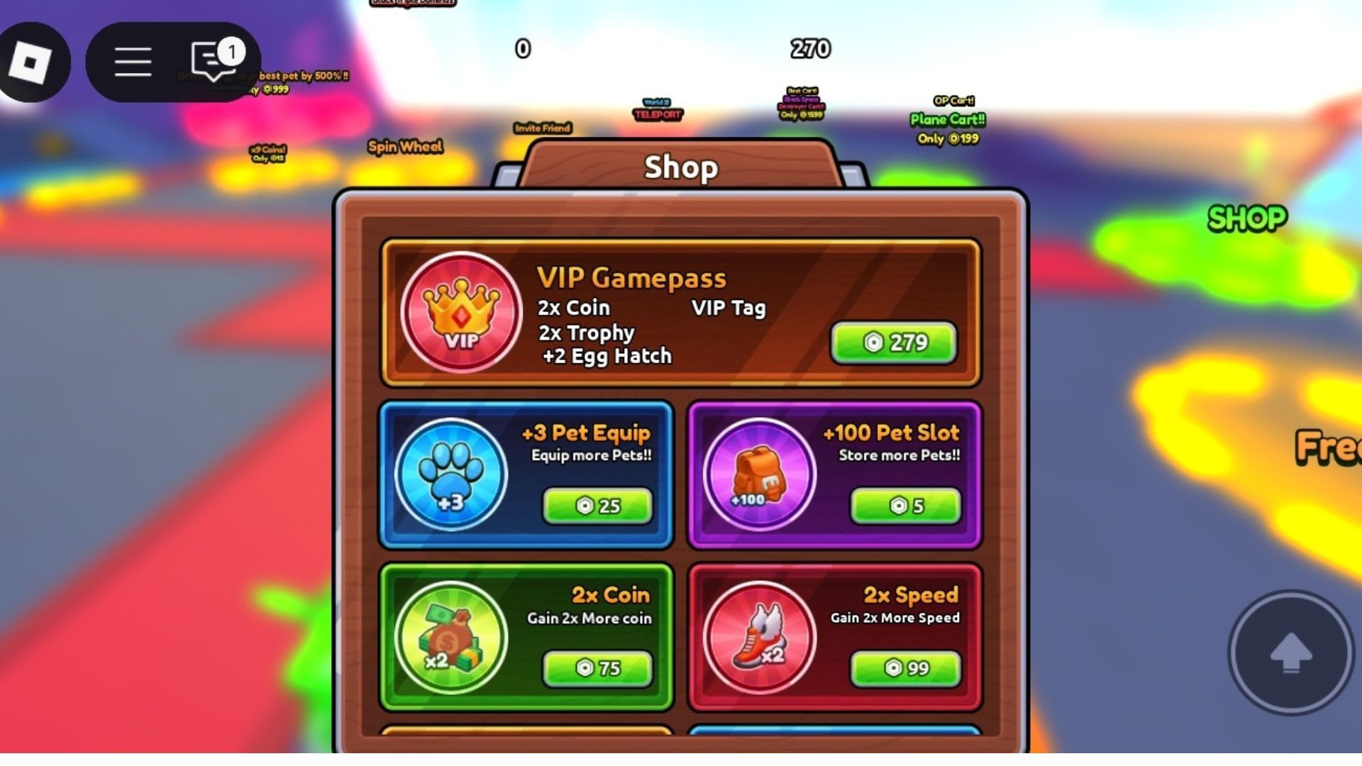 In-game shop (Image via Roblox)