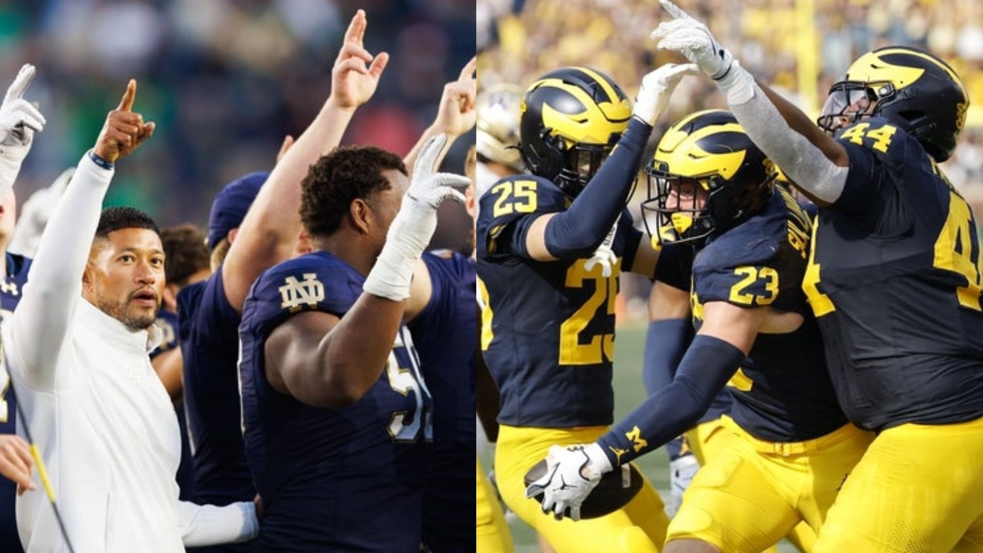 The Notre Dame Fighting Irish and Michigan Wolverines teams