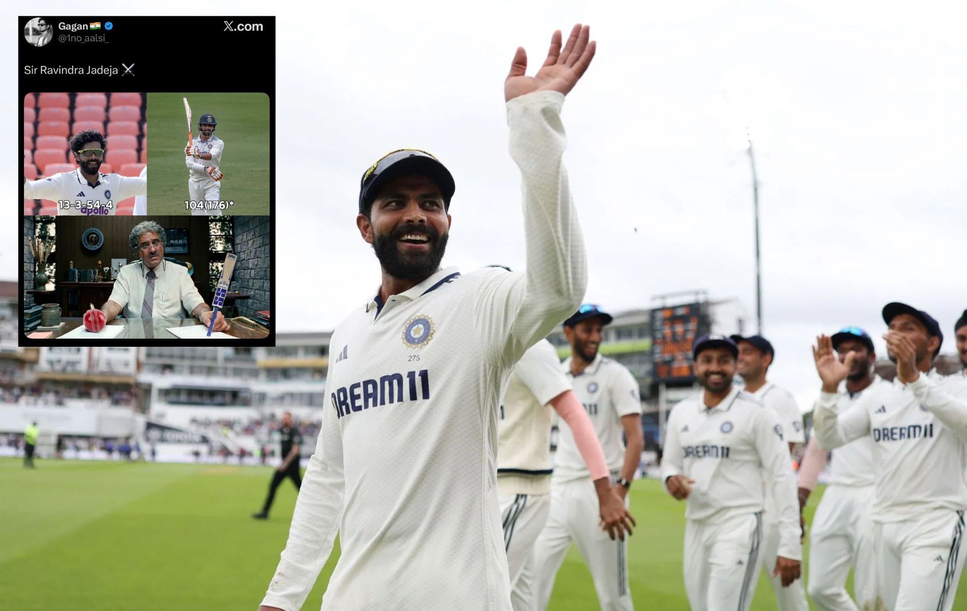 Ravindra Jadeja was named the Player of the Match for his all-round brilliance. (Pics: Getty Images/X/@@1no_aalsi_).