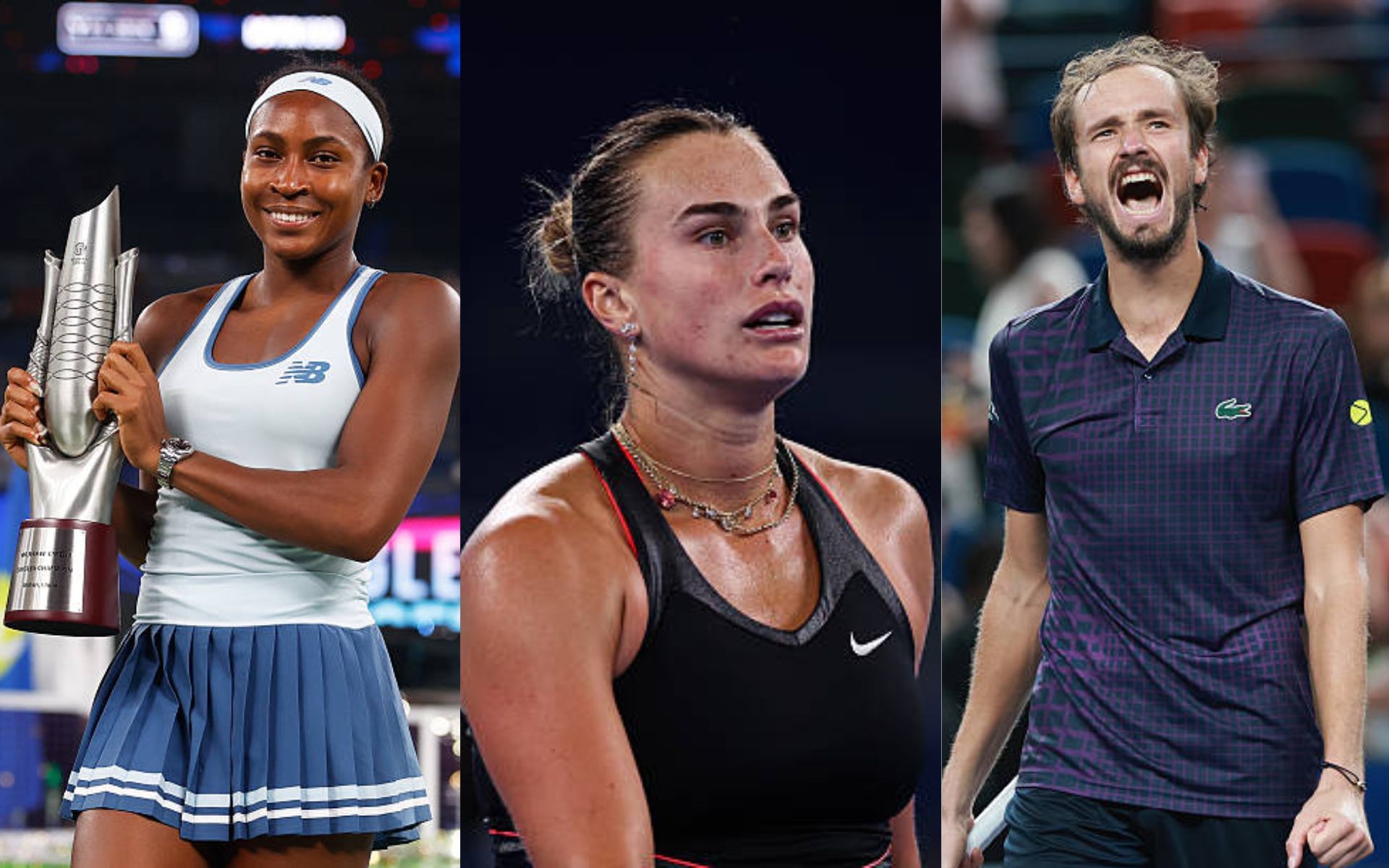 Coco Gauff, Aryna Sabalenka and Daniil Medvedev - Image Source: Getty
