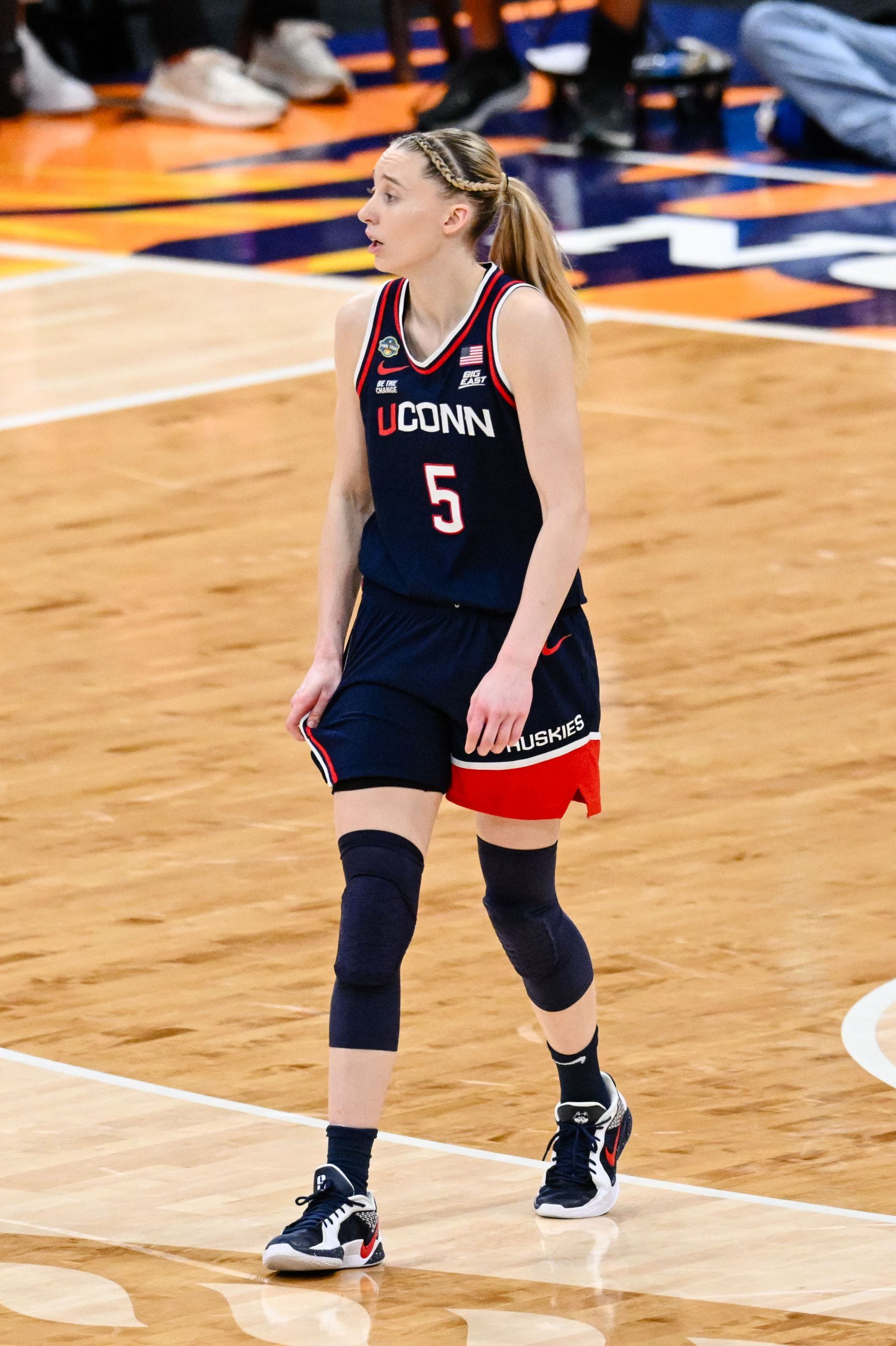 Paige Bueckers #5 of the Connecticut Huskies looks on during the 2025 NCAA Women&#039;s Basketball Tournament Championship game at Amalie Arena on April 6, 2025 in Tampa, Florida. (Photo by Thien-An Truong/ISI Photos/Getty Images)