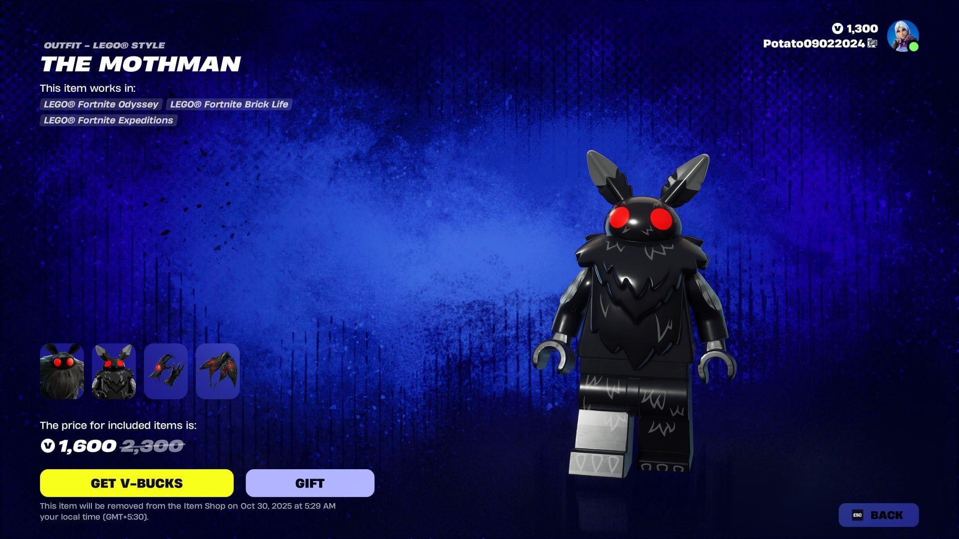 The Mothman will remain listed until October 29, 2025 (Image via Epic Games)