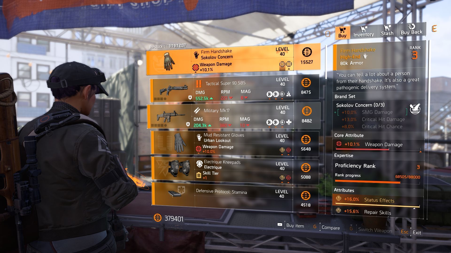 The Division 2 vendor found at the Theatre Settlement (Image via SK Gaming || Ubisoft)