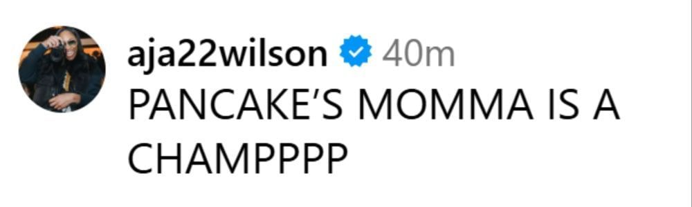 A&#039;ja Wilson commented on Megan Gustafson&#039;s post. (Photo: @megangustafson10 on IG)