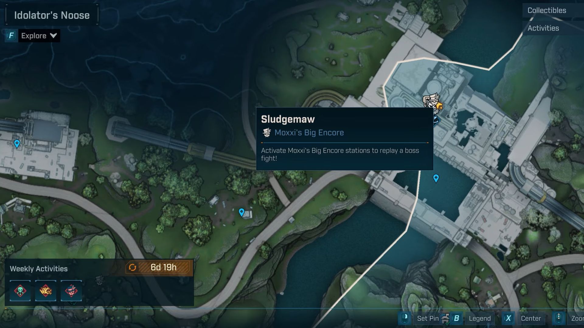 Sludgemaw can be found at the end of a cave near the Watershed Gate point of interest located in the Idolator&rsquo;s Noose region (Image via Gearbox Software)