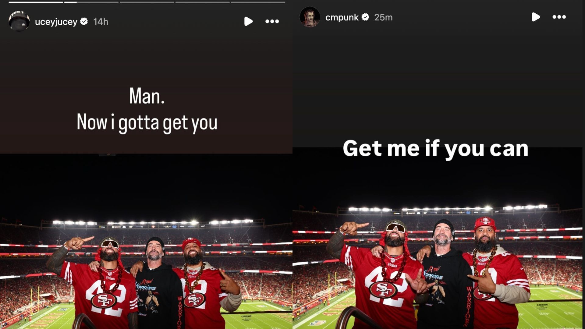 Punk and Uso traded words on social media today. [Image credits: Jey Uso and CM Punk on Instagram]