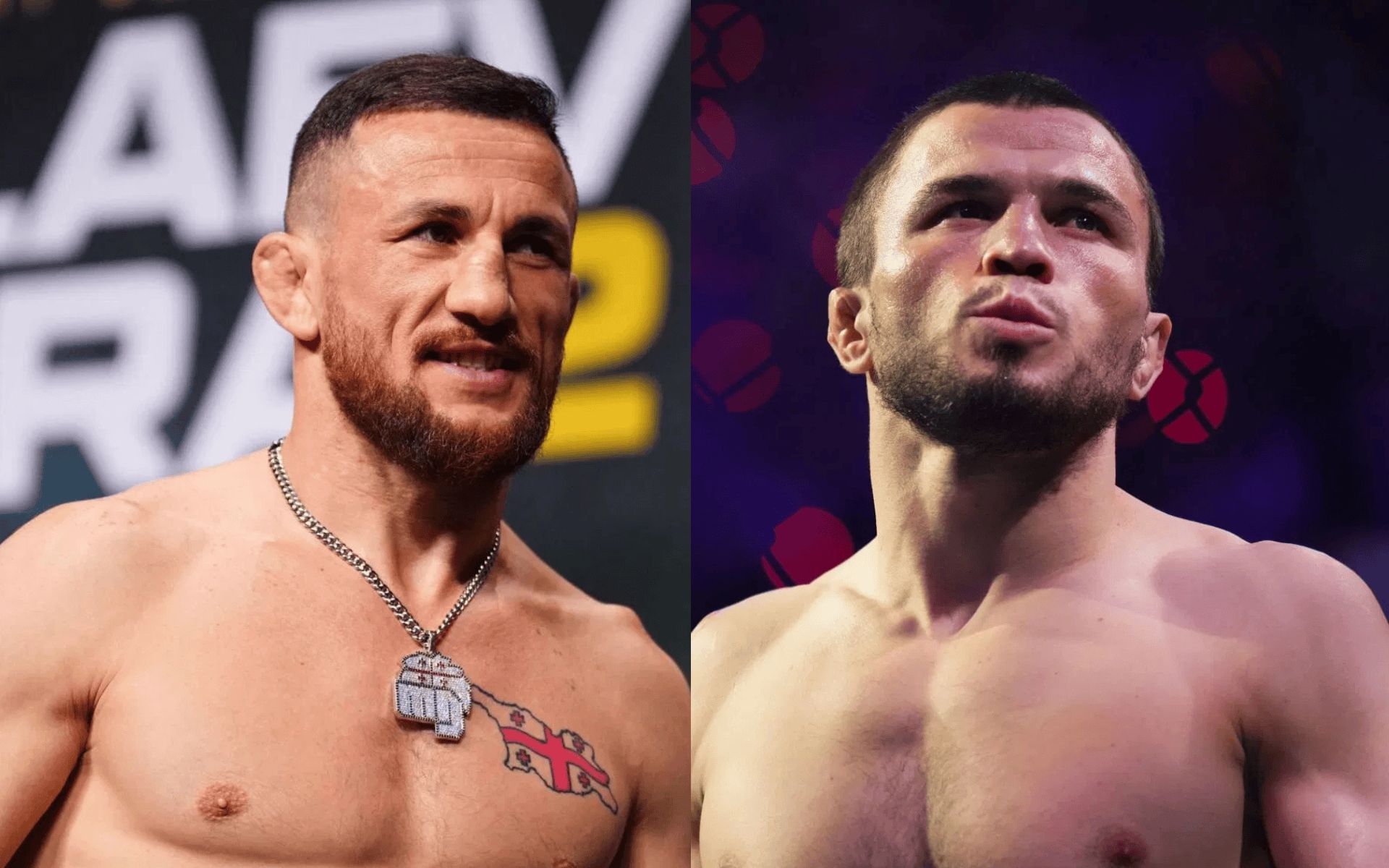 Merab Dvalishvili (left) talks about Umar Nurmagomedov (right). [Images courtesy: Getty]