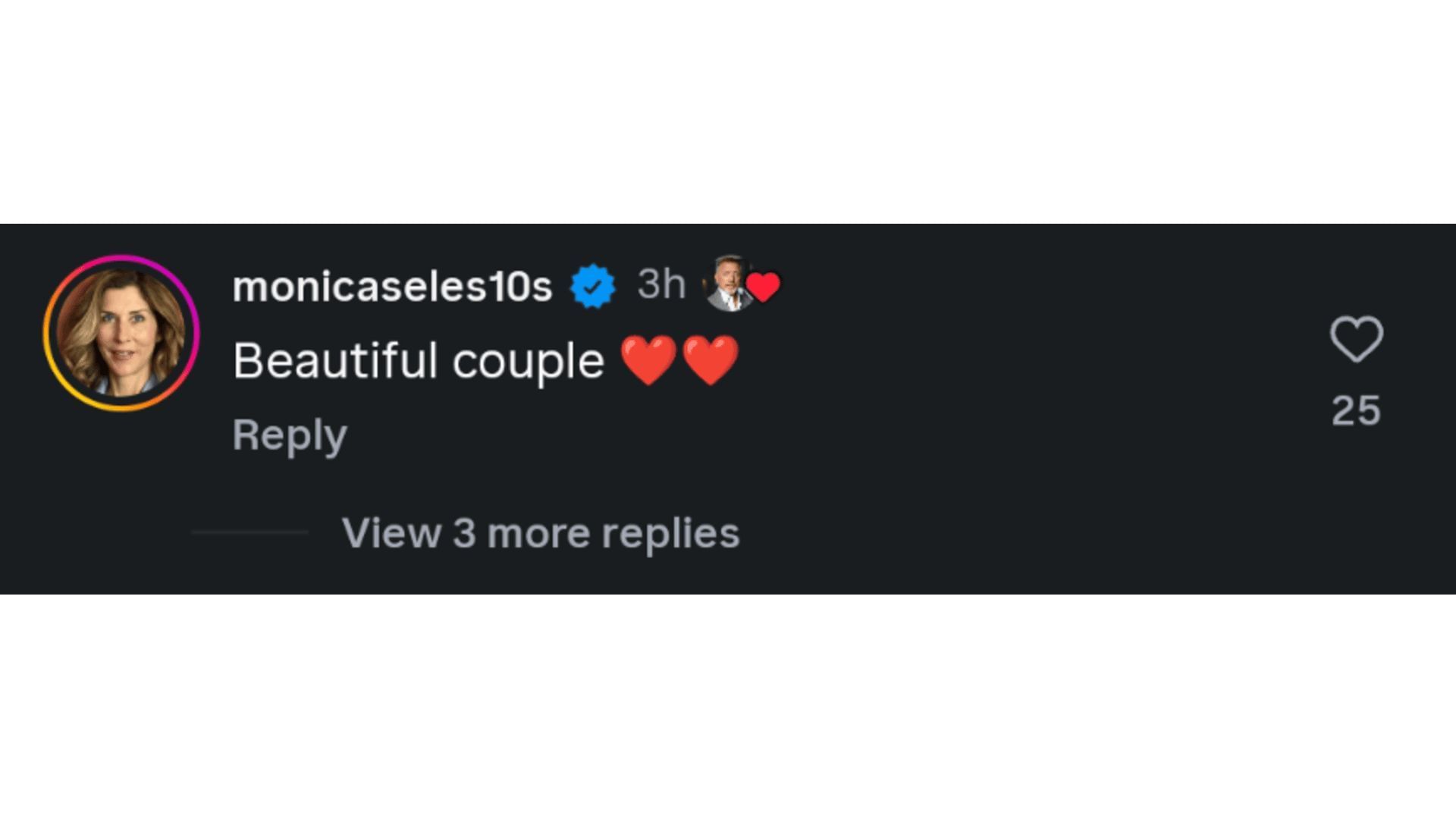 Screenshot of Seles&#039; comment on Becker&#039;s post (Image via: @borisbeckerofficial on Instagram)