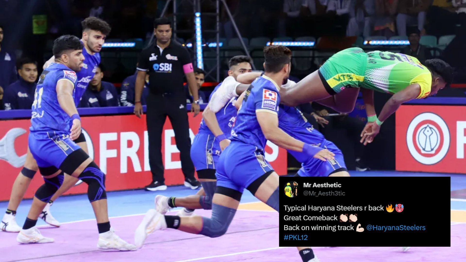 Haryana Steelers returned to winning ways (Image Credits: PKL &amp; @Mr_Aesth3tic/X)