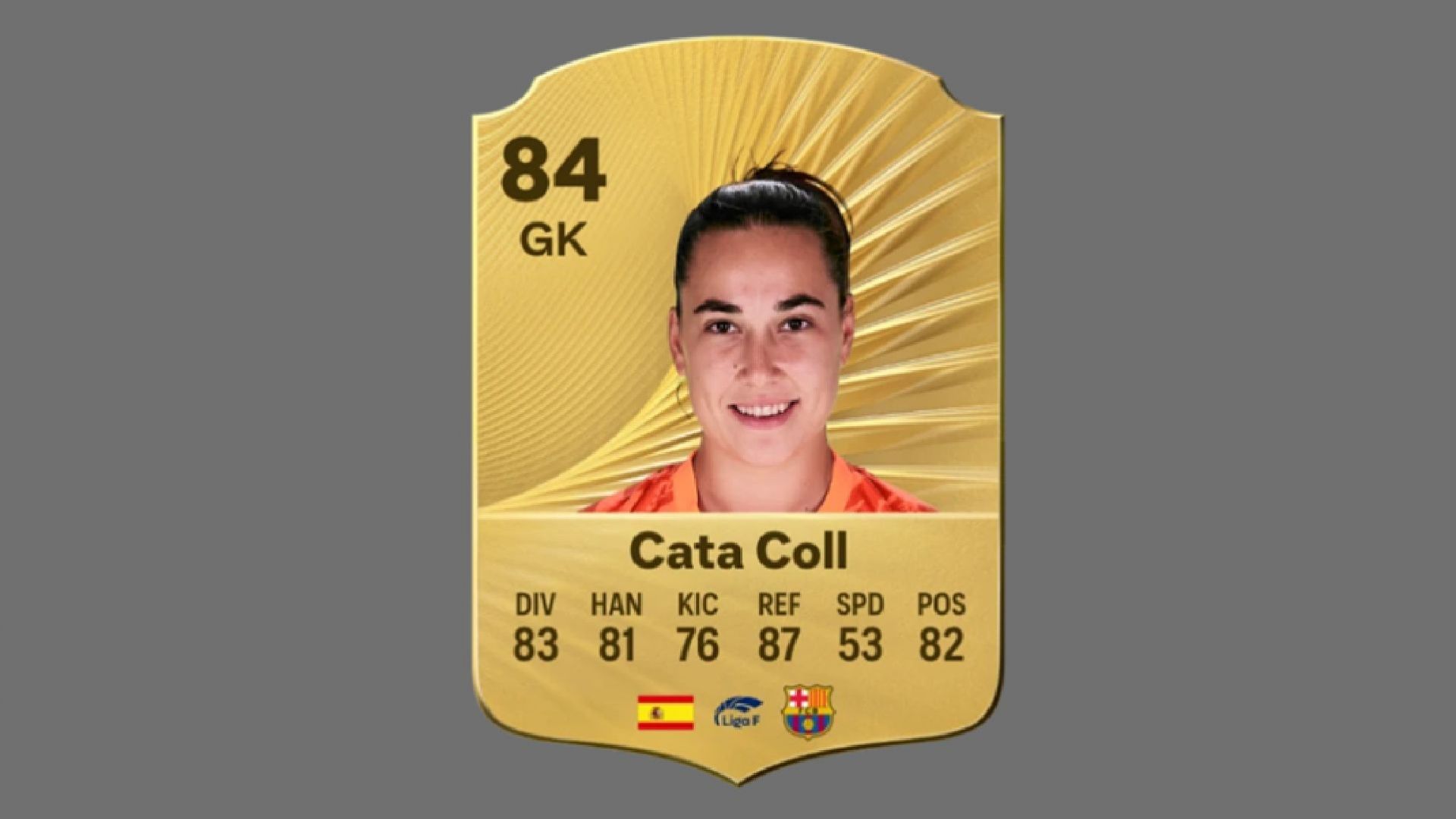 Cata Coll guards the goal for the Barcelona women&#039;s team (Image via EA Sports)