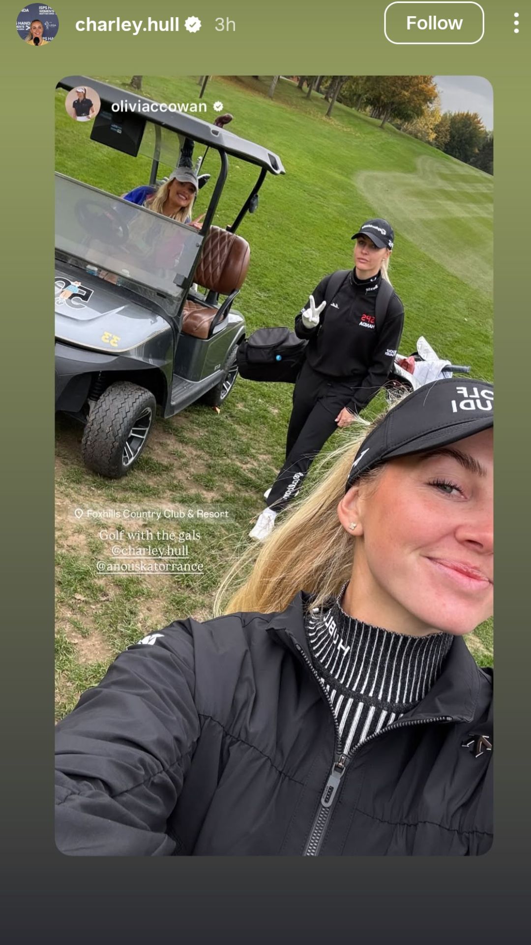 Screenshot of  Charley Hull&#039;s Instagram story - Source - @charley.hull on Instagram