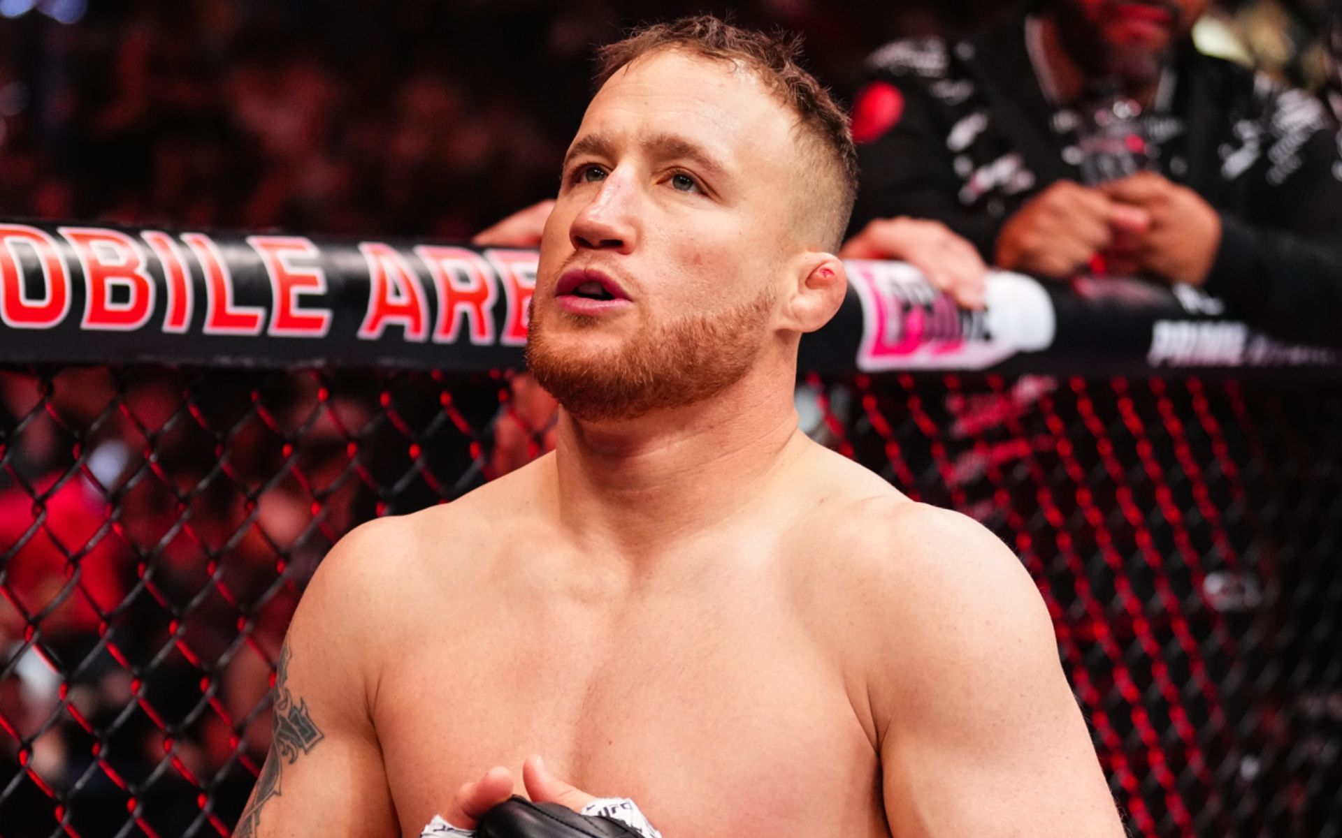 Justin Gaethje explains not wrestling more in his fights. [Image courtesy: Getty Images]