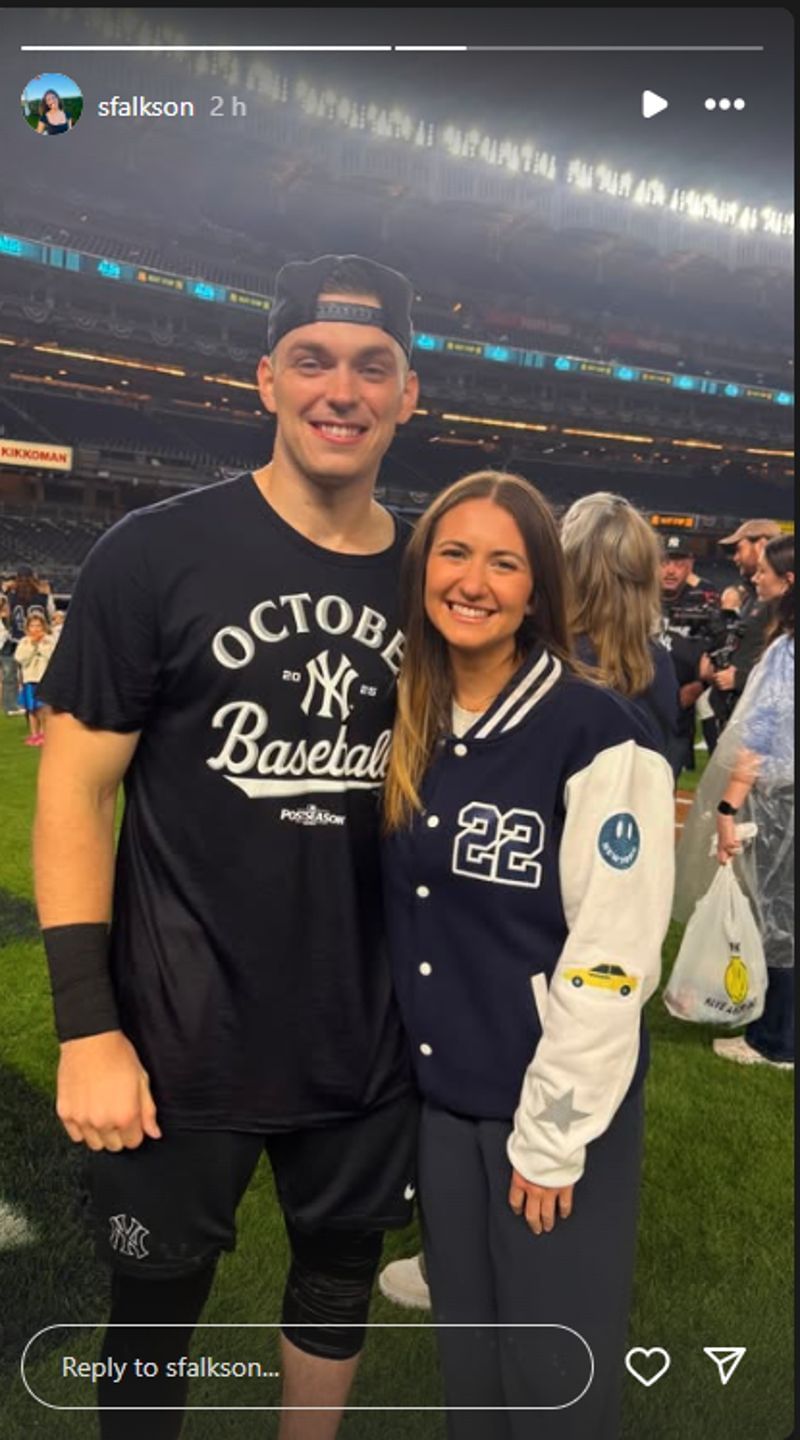 Ben Rice&#039;s girlfriend ,Sara, shared a story.(sfalkson/Instagram)