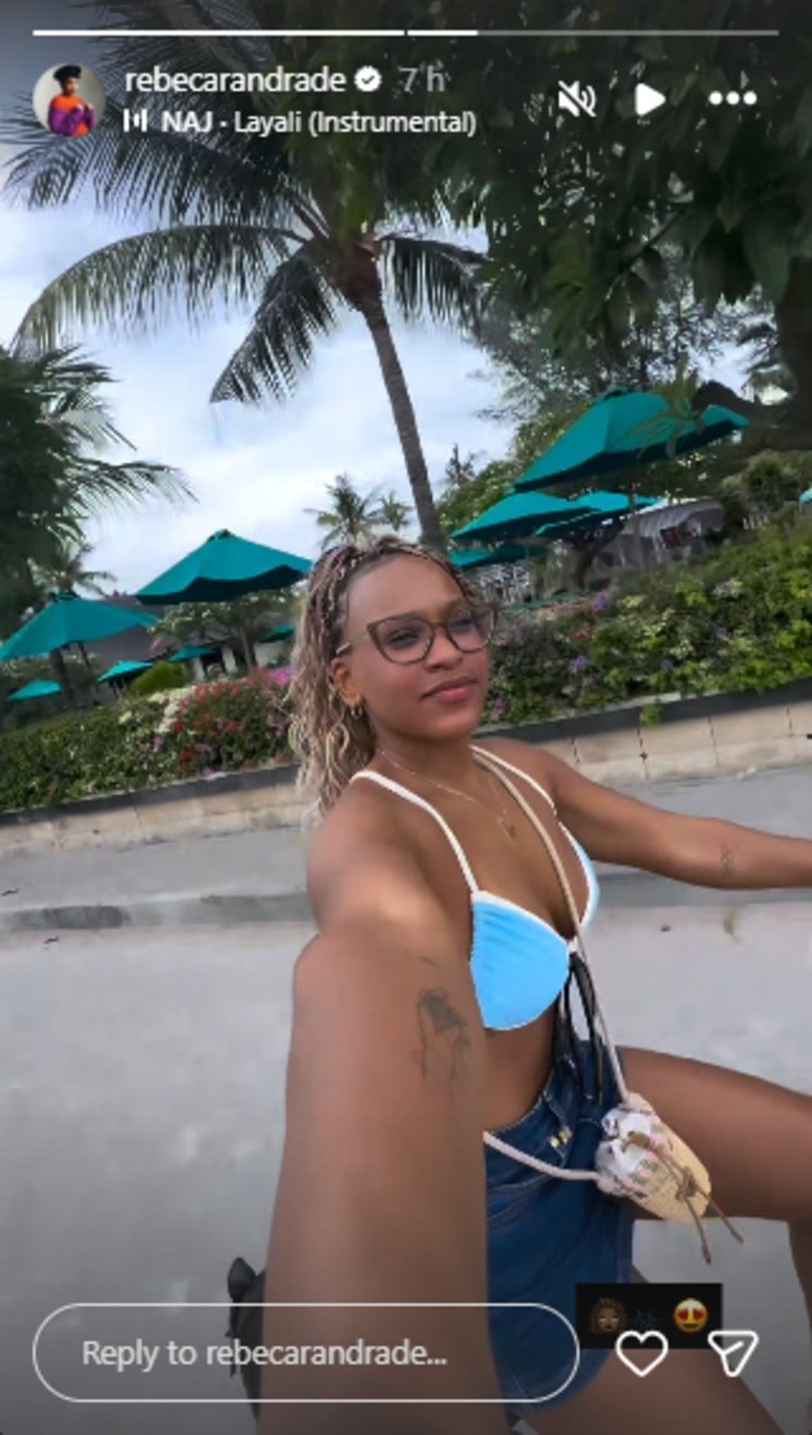 Rebeca Andrade cycling in Bali. (Screenshot of Andrade&#039;s Instagram story)