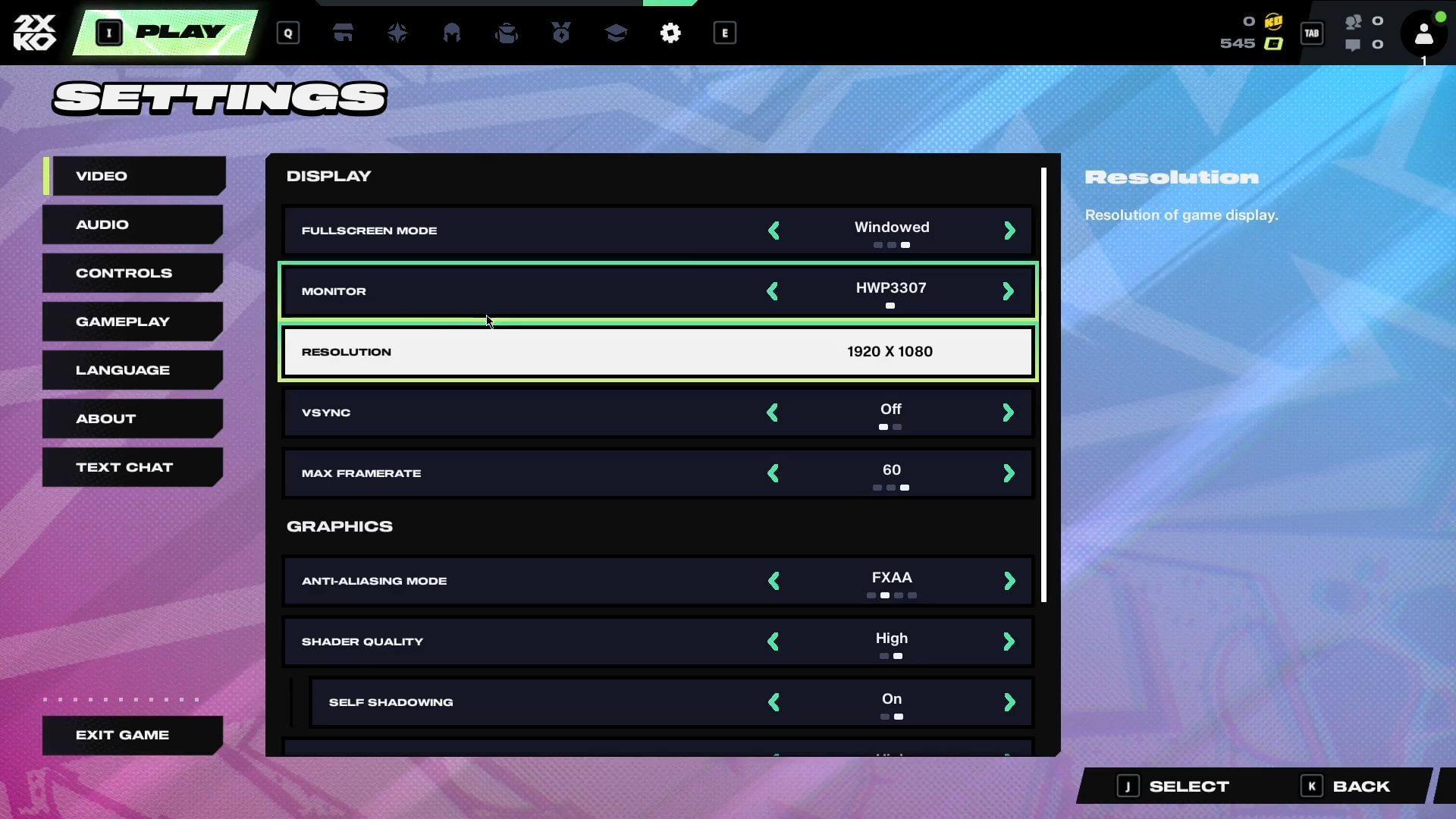 2XKO graphics settings (Image via Riot Games)