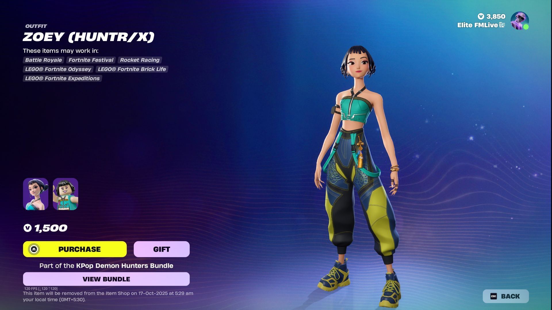 The KPop Demon Hunters skins in Fortnite will remain listed until October 17, 2025 (Image via Sportskeeda Gaming || Epic Games)