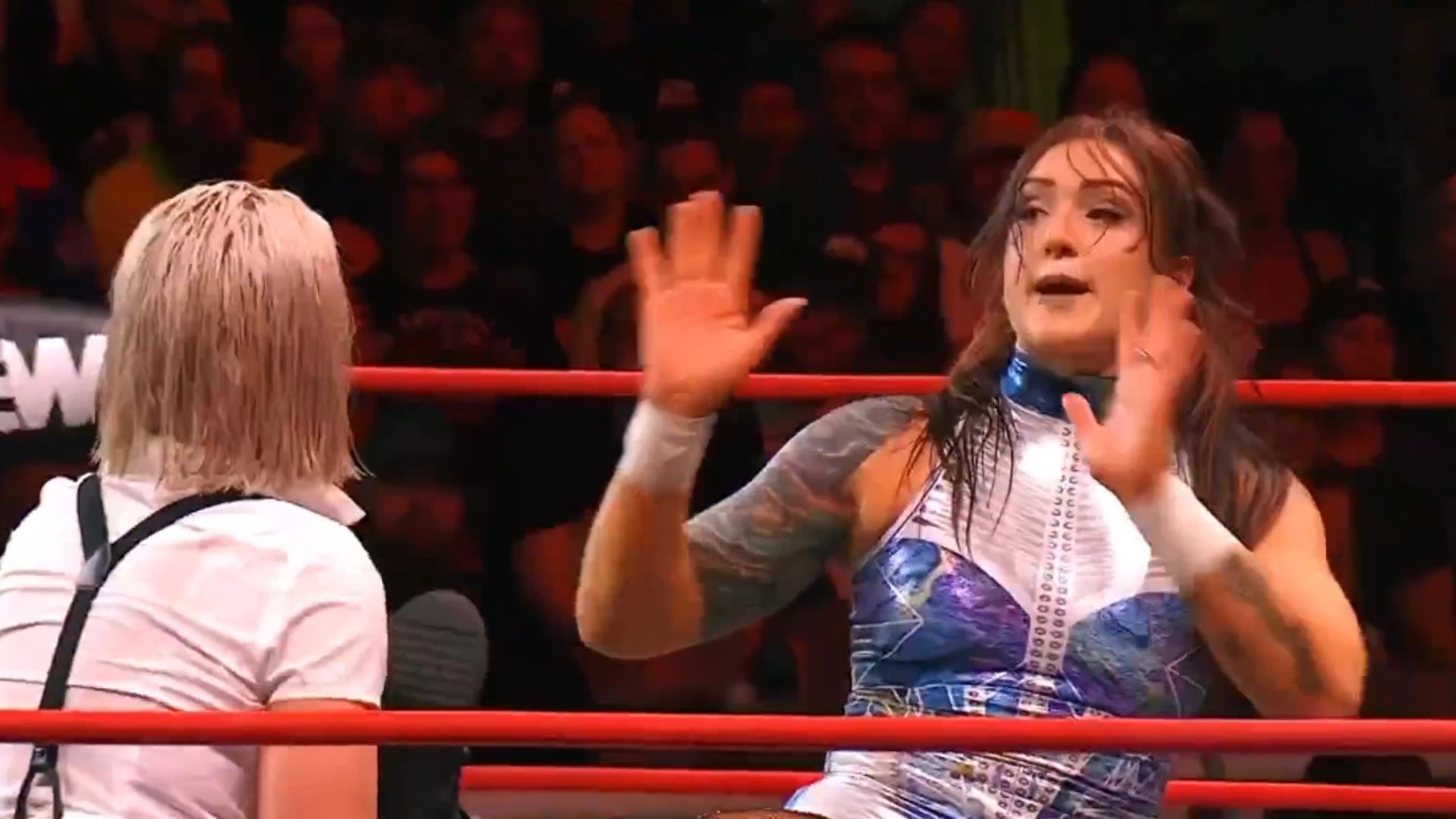 Kris Statlander almost accidentally kicking Toni Storm [Image Credits: AEW&#039;s X profile]