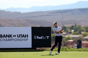 Why was play suspended at the Bank of Utah Championship 2025, Round 1?