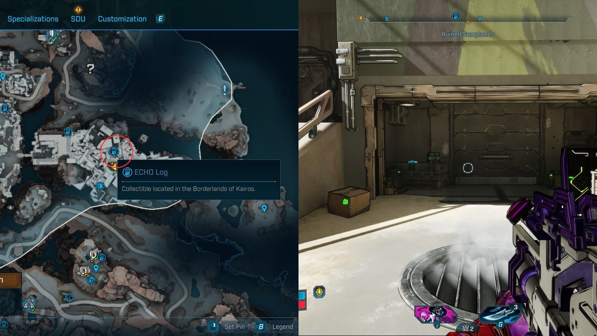 Ruined Sumplands ECHO Log #4 location in Borderlands 4 (Image via 2K)