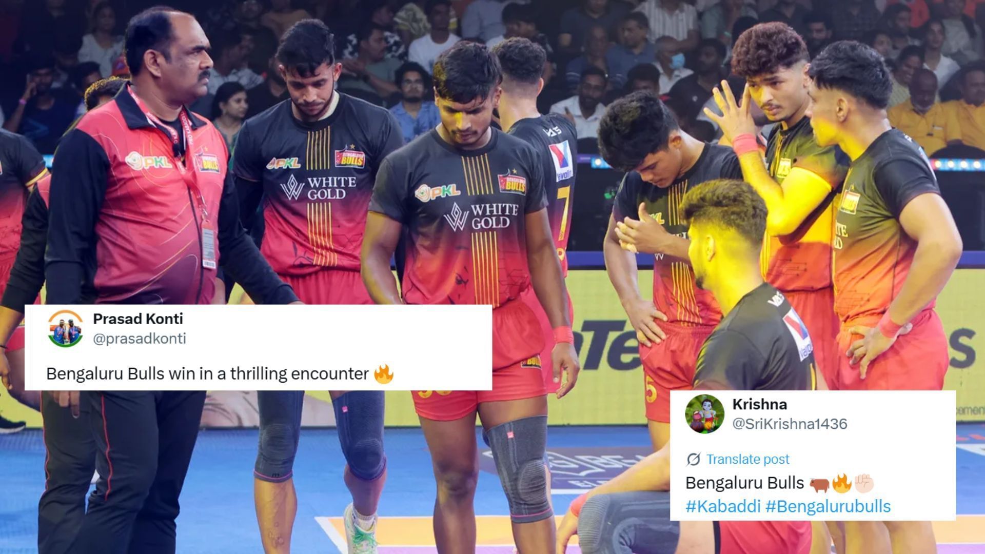 Bengaluru Bulls beat Tamil Thalaivas (Image Credits: PKL &amp; @prasadkonti,@SriKrishna1436)