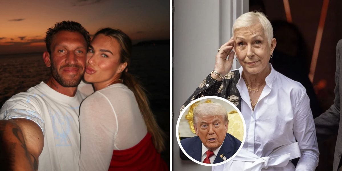 Georgios Frangulis &amp; Aryna Sabalenka (left); Martina Navratilova &amp; Donald Trump (right)