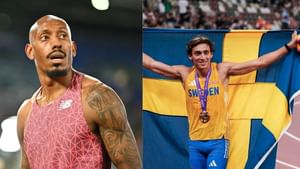 USA sprinter Vernon Norwood playfully hypes Mondo Duplantis after BYU mascot pulls off crazy pole vault stunt