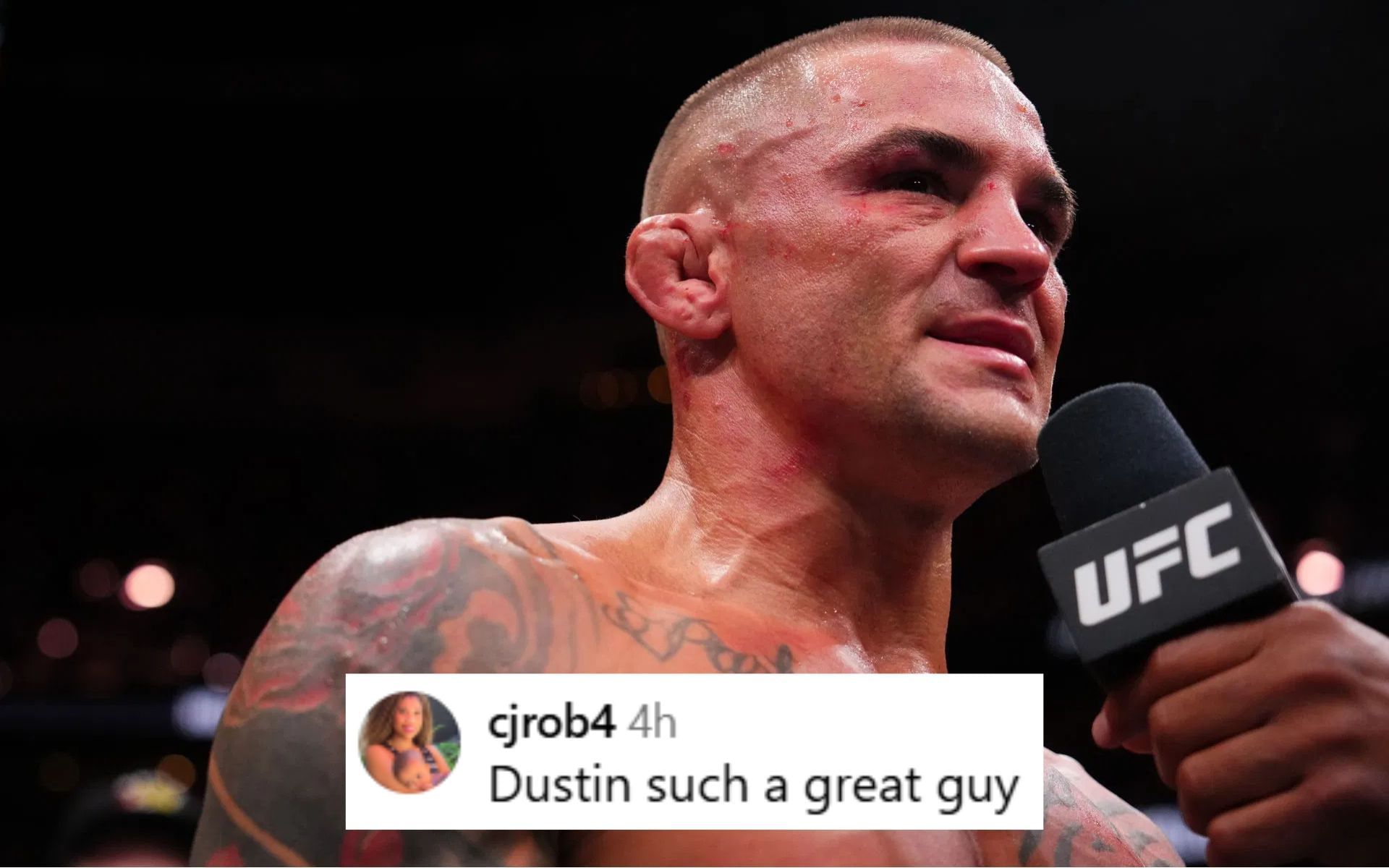Dustin Poirier catches up with an ex-NFL superstar. [Image courtesy: Getty]