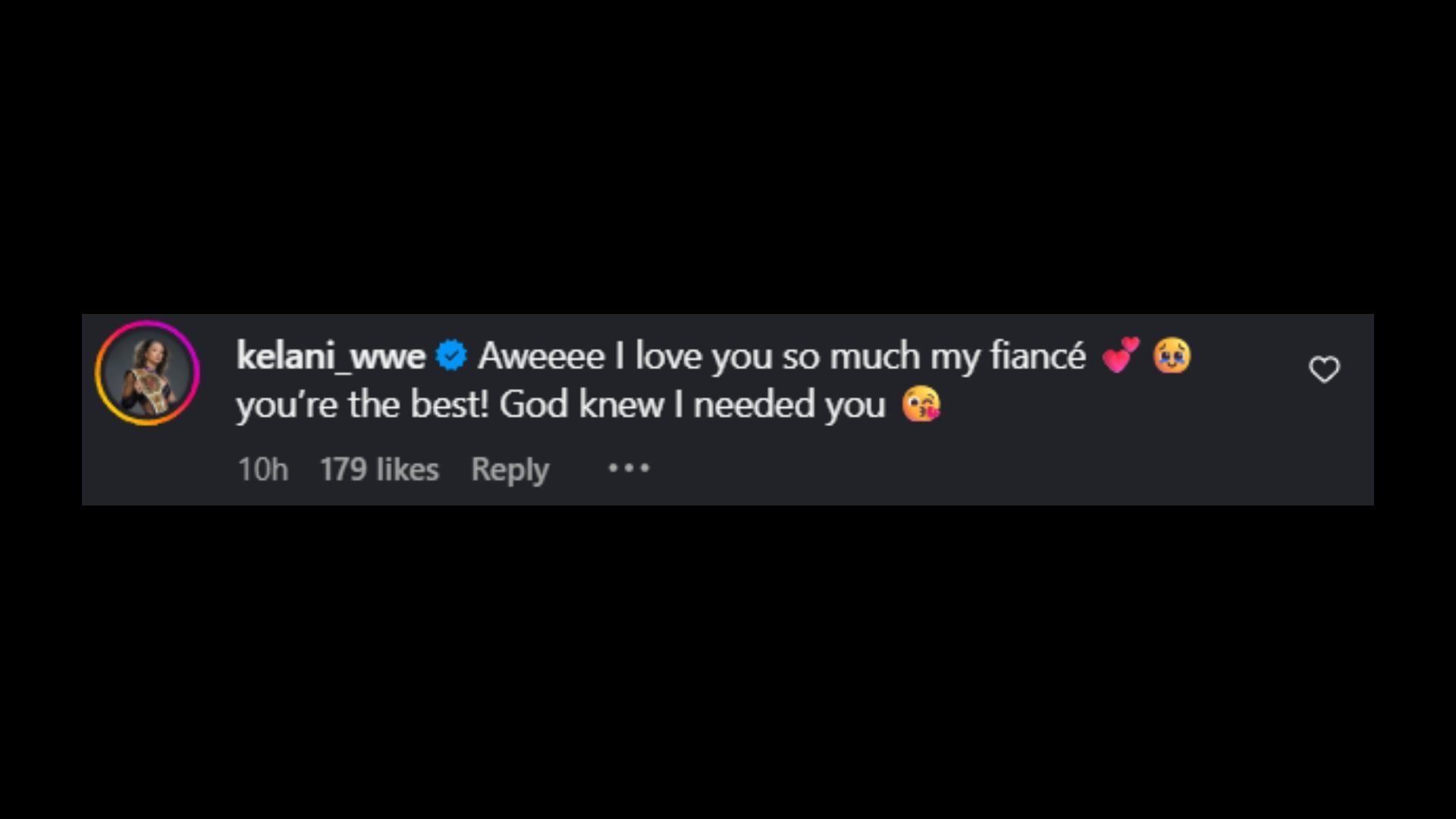 Screenshot of Kelani Jordan&#039;s comment [Image credit: Carmelo Hayes&#039; Instagram]