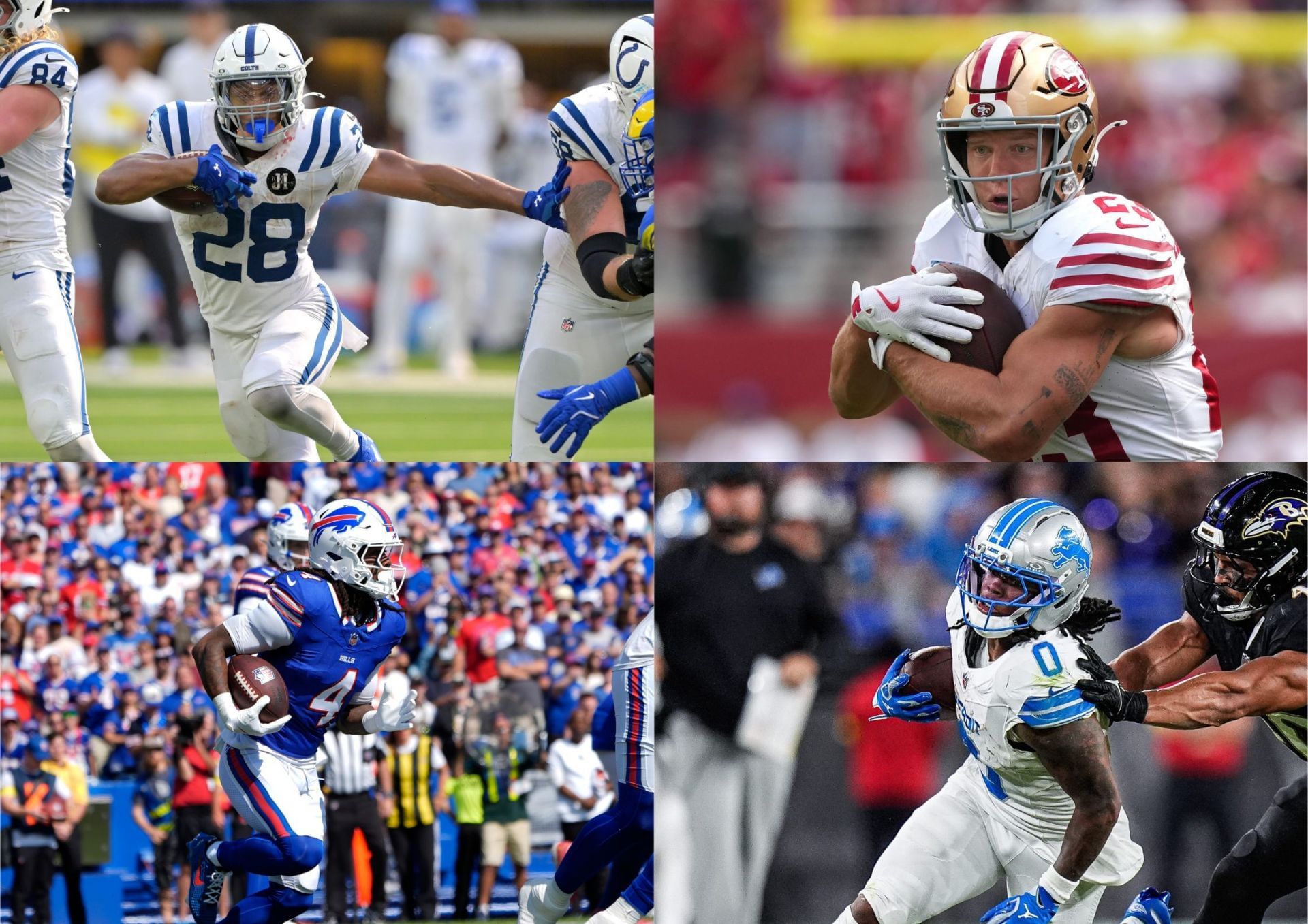 Week 5 Fantasy Football RB Rankings and Picks feat. Jonathan Taylor, Christian McCaffrey, James Cook, and Jahmyr Gibbs