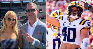 Lane Kiffin's daughter Landry turns heads in strapless tube top cheering for boyfriend Whit Weeks during LSU vs. South Carolina