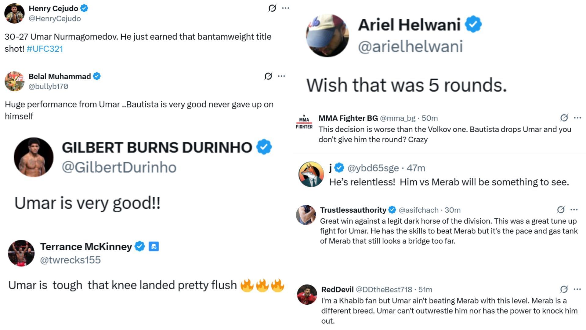 MMA world reactions. [Screenshots courtesy: Respective X accounts]