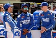 (L-R) Kyle Larson, Rajah Caruth, and Corey Day at Homestead Miami. Source: Getty