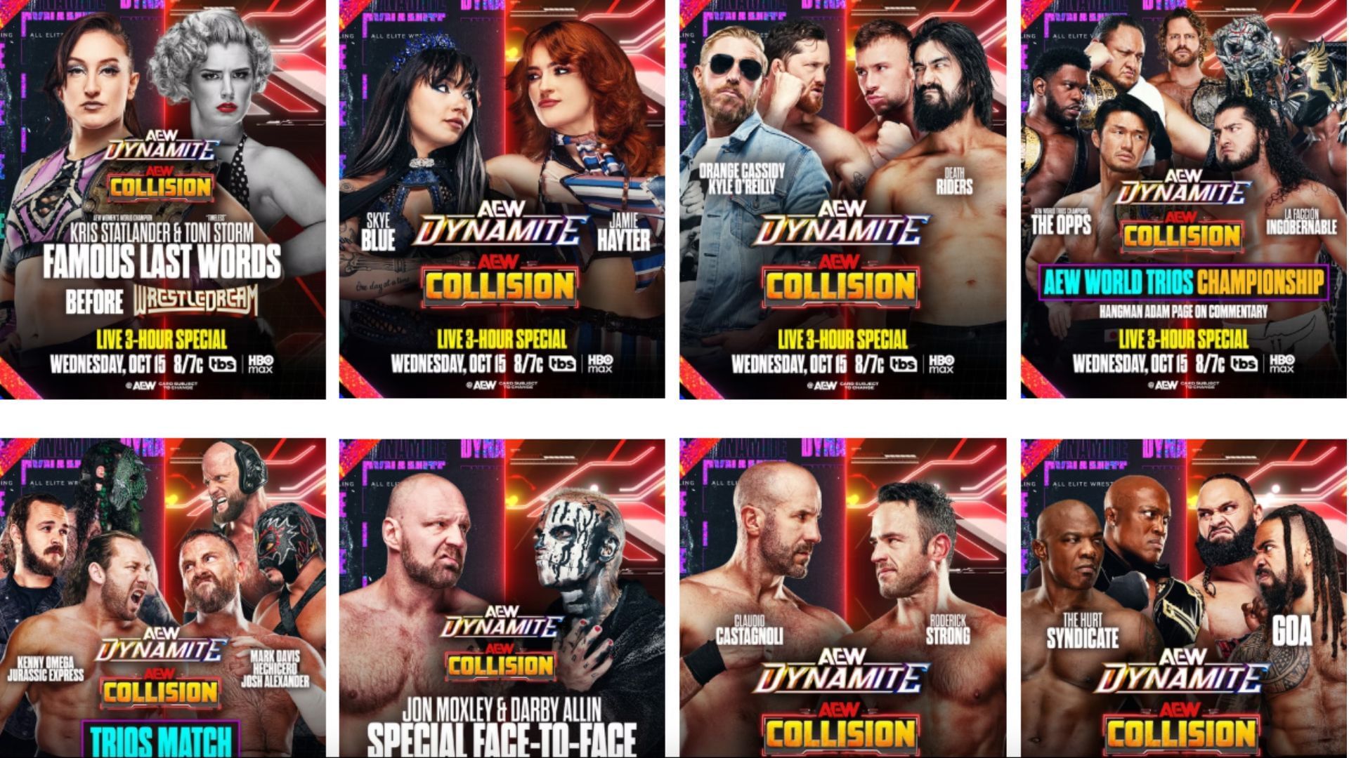 Announcements for the pre-WrestleDream edition of Dynamite and Collision [Source : AEW&#039;s website (allelitewrestling.com)]
